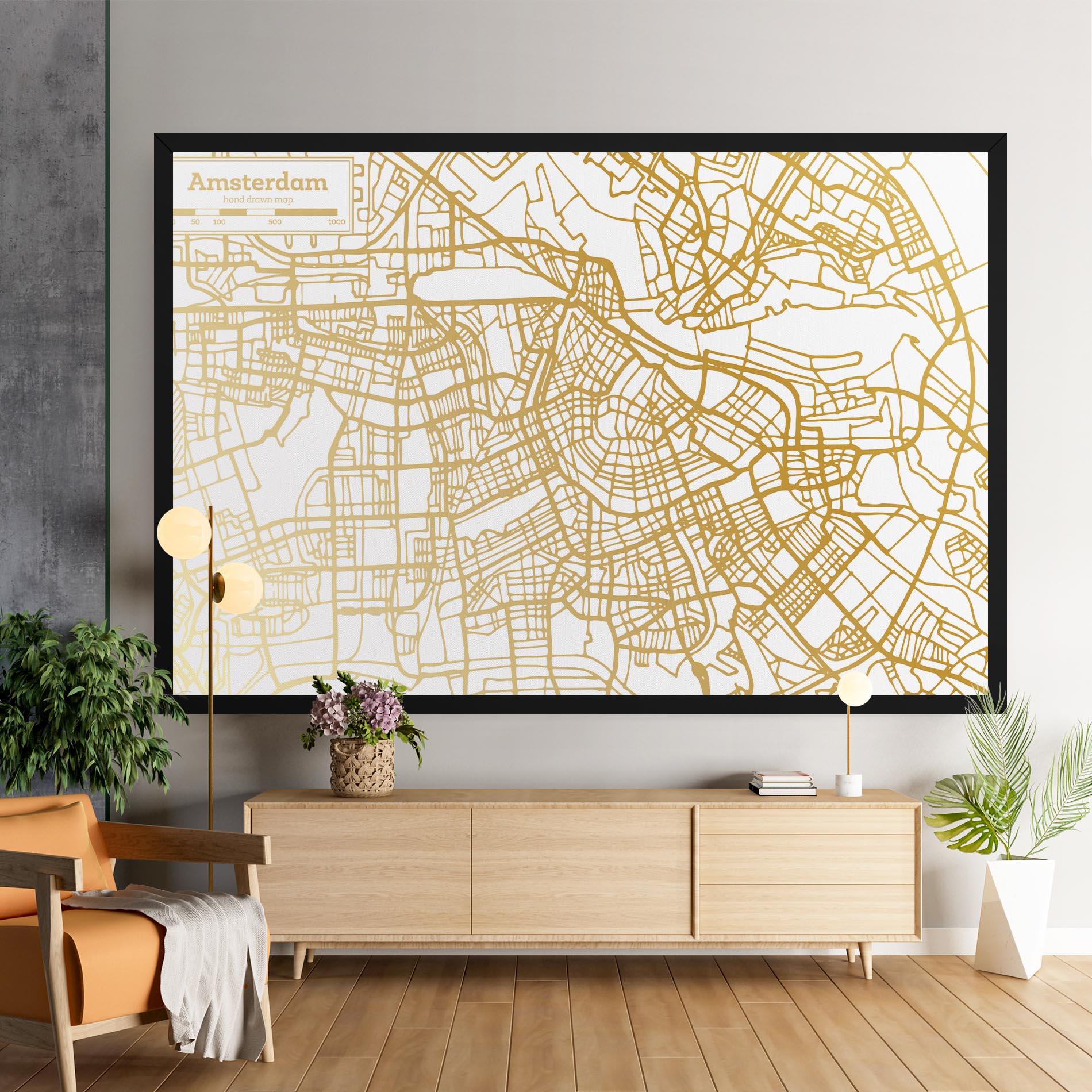 Tablou Canvas Amsterdam Gold Map mockup 9