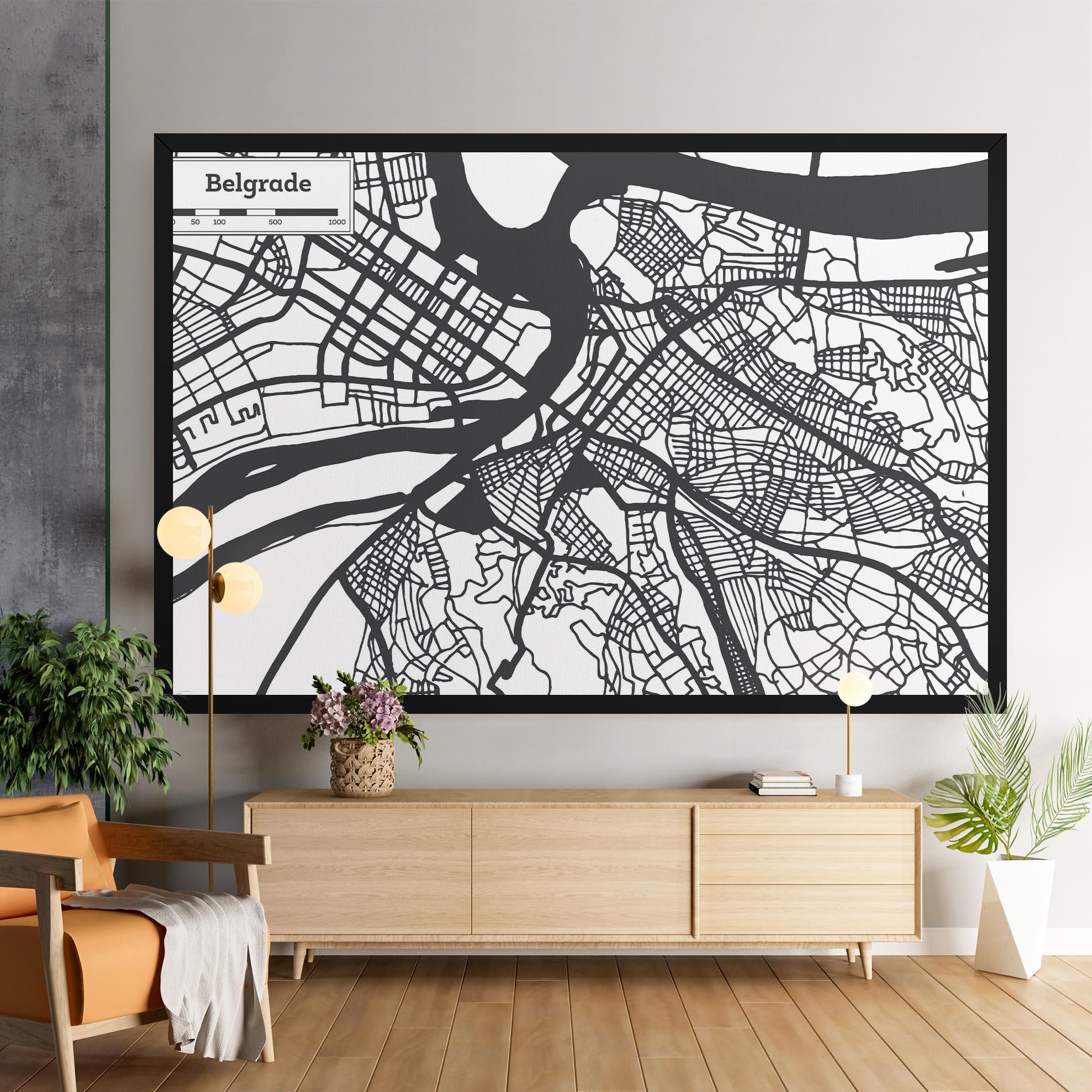 Tablou Canvas Belgrade Map mockup 9