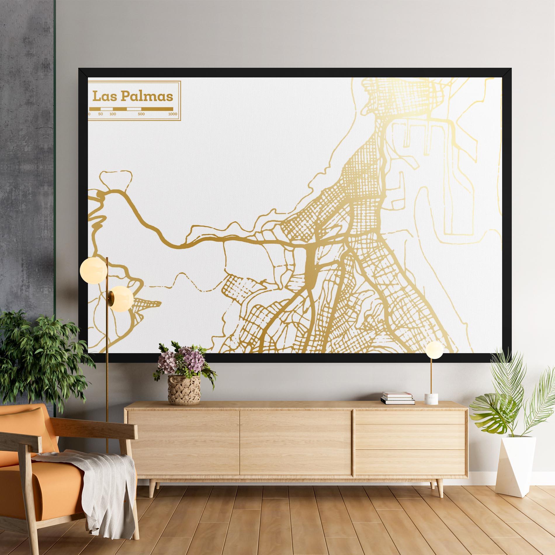 Tablou Canvas Las Palmas Gold Map mockup 9