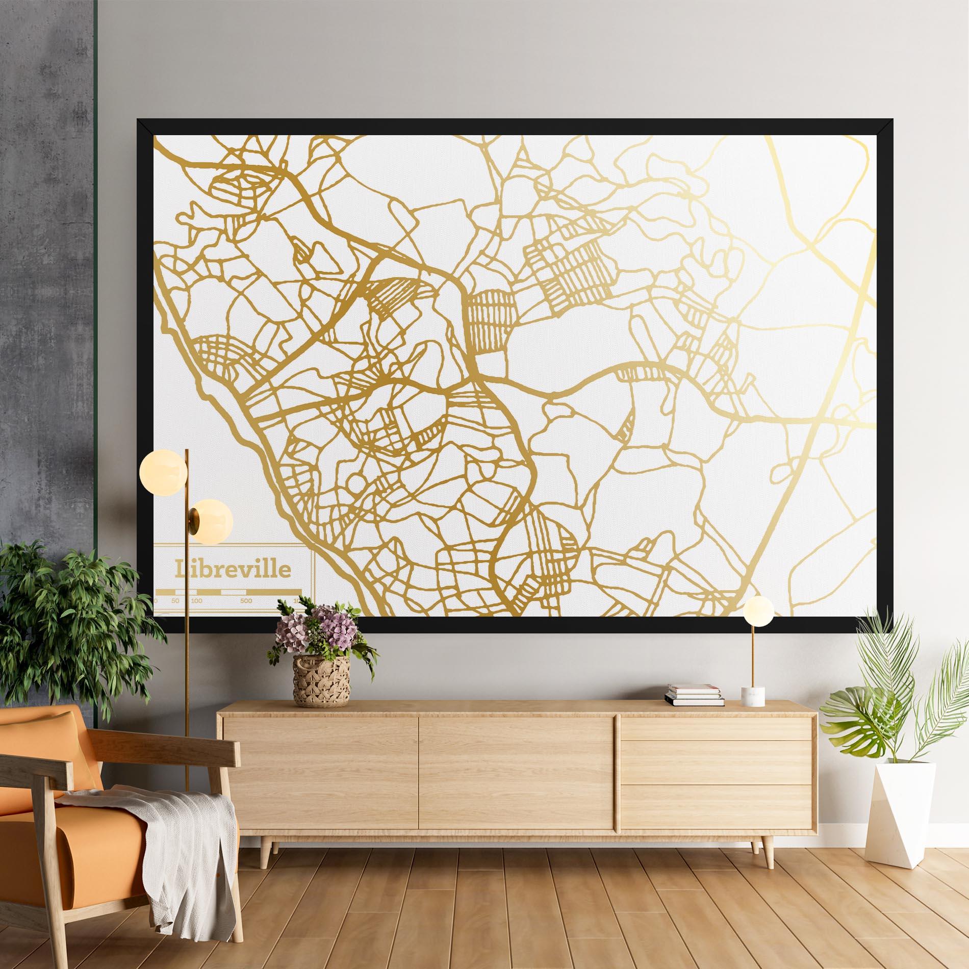 Tablou Canvas Libreville Gold Map mockup 9