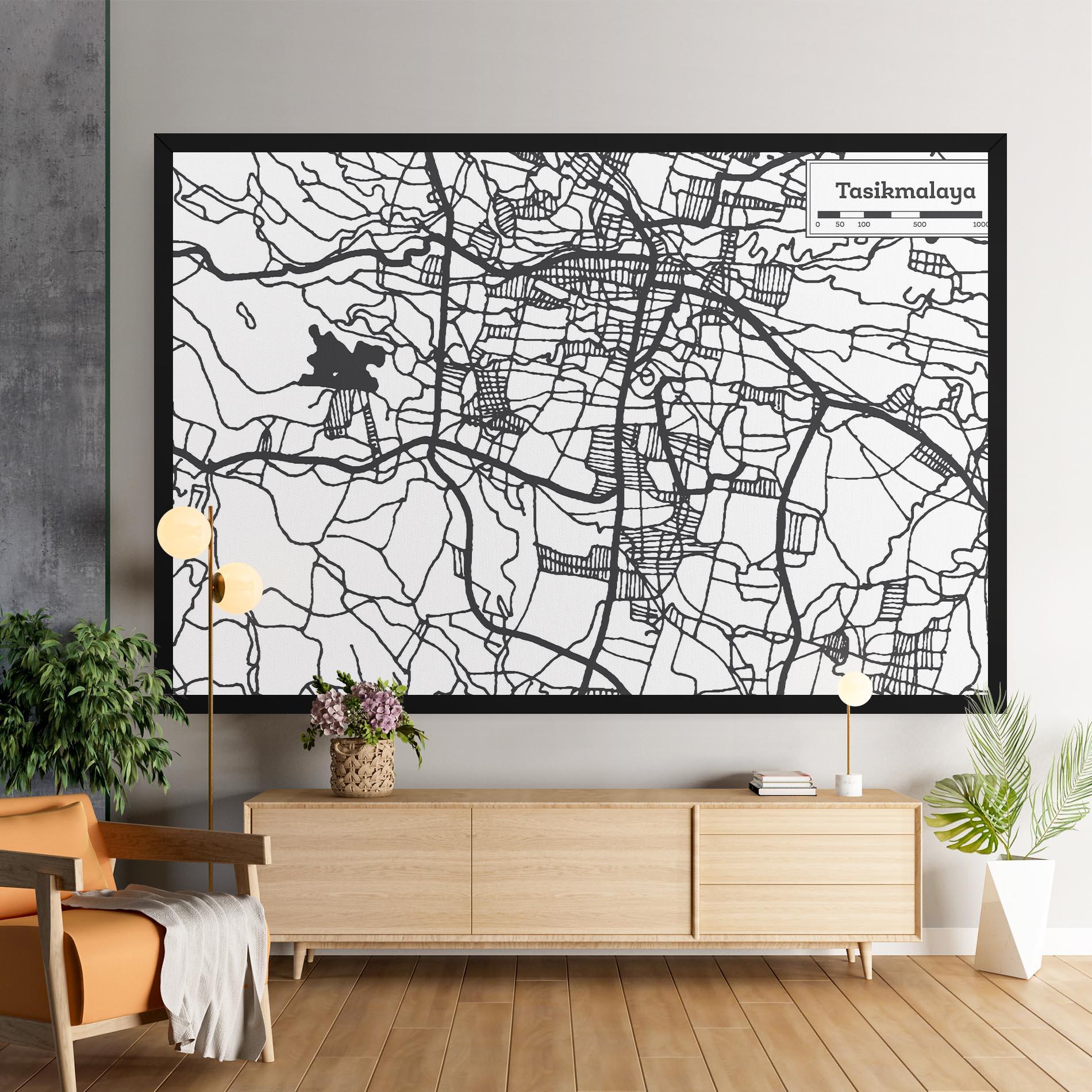 Tablou Canvas Tasikmalaya Map mockup 9