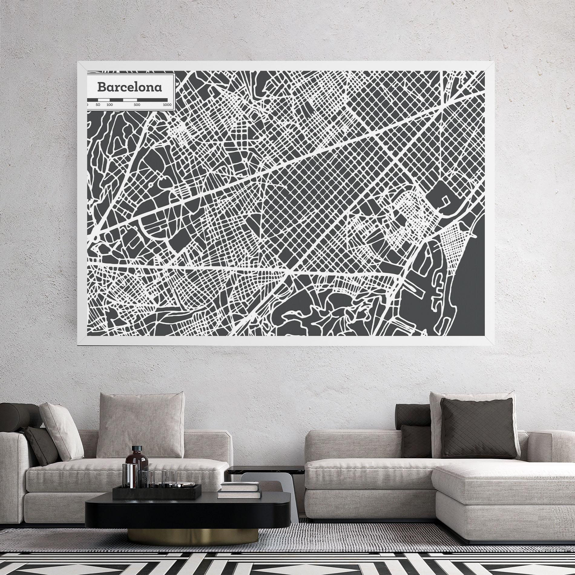 Tablou Canvas Barcelona Map mockup 2