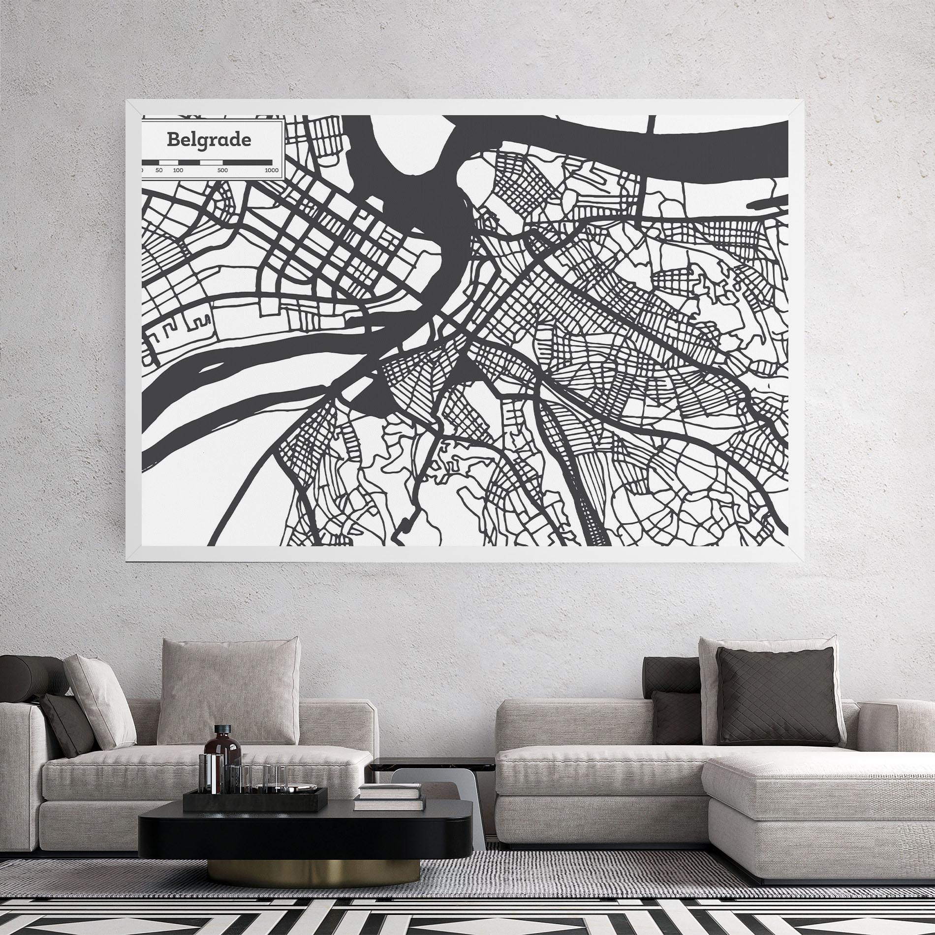 Tablou Canvas Belgrade Map mockup 2