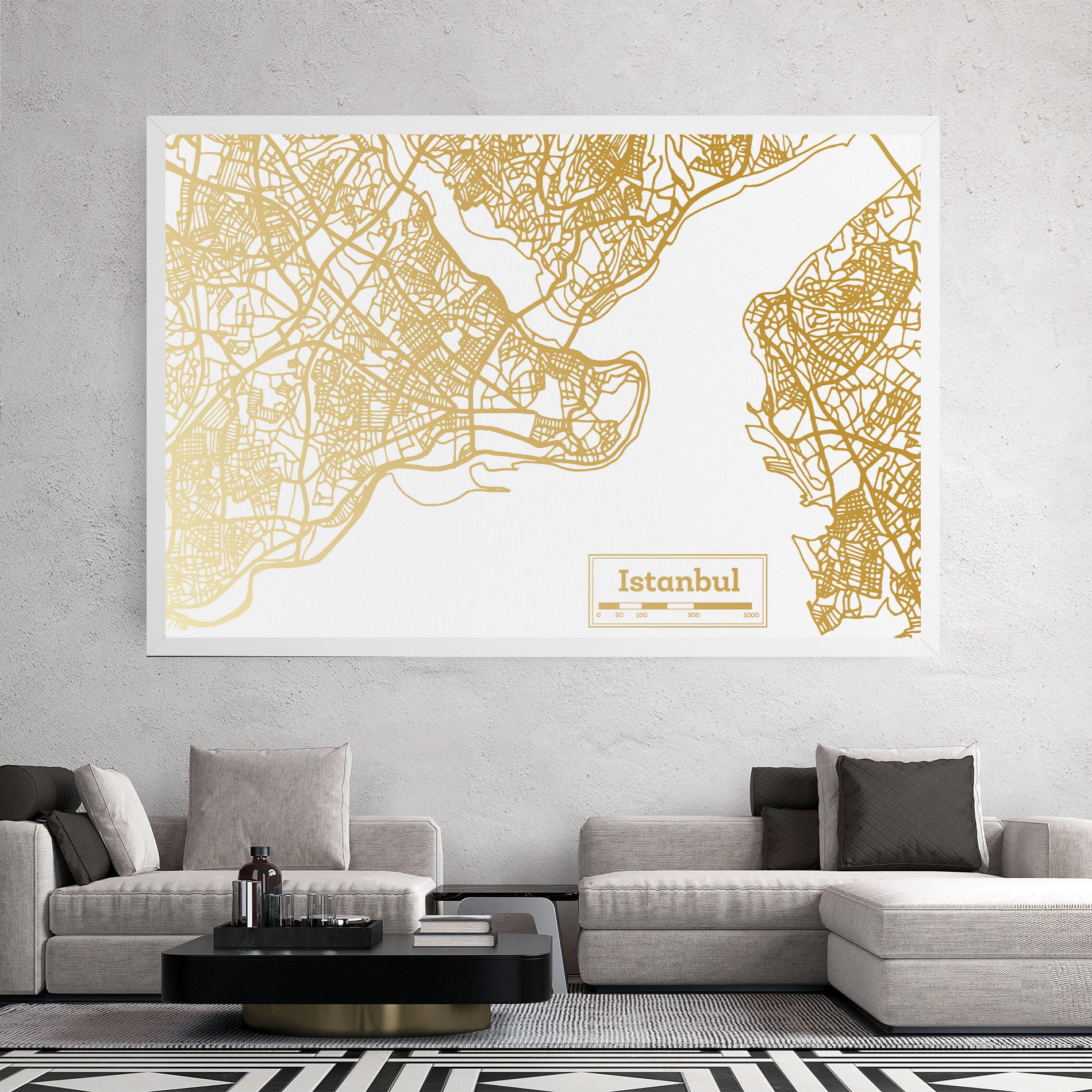Tablou Canvas Istanbul Gold Map mockup 2