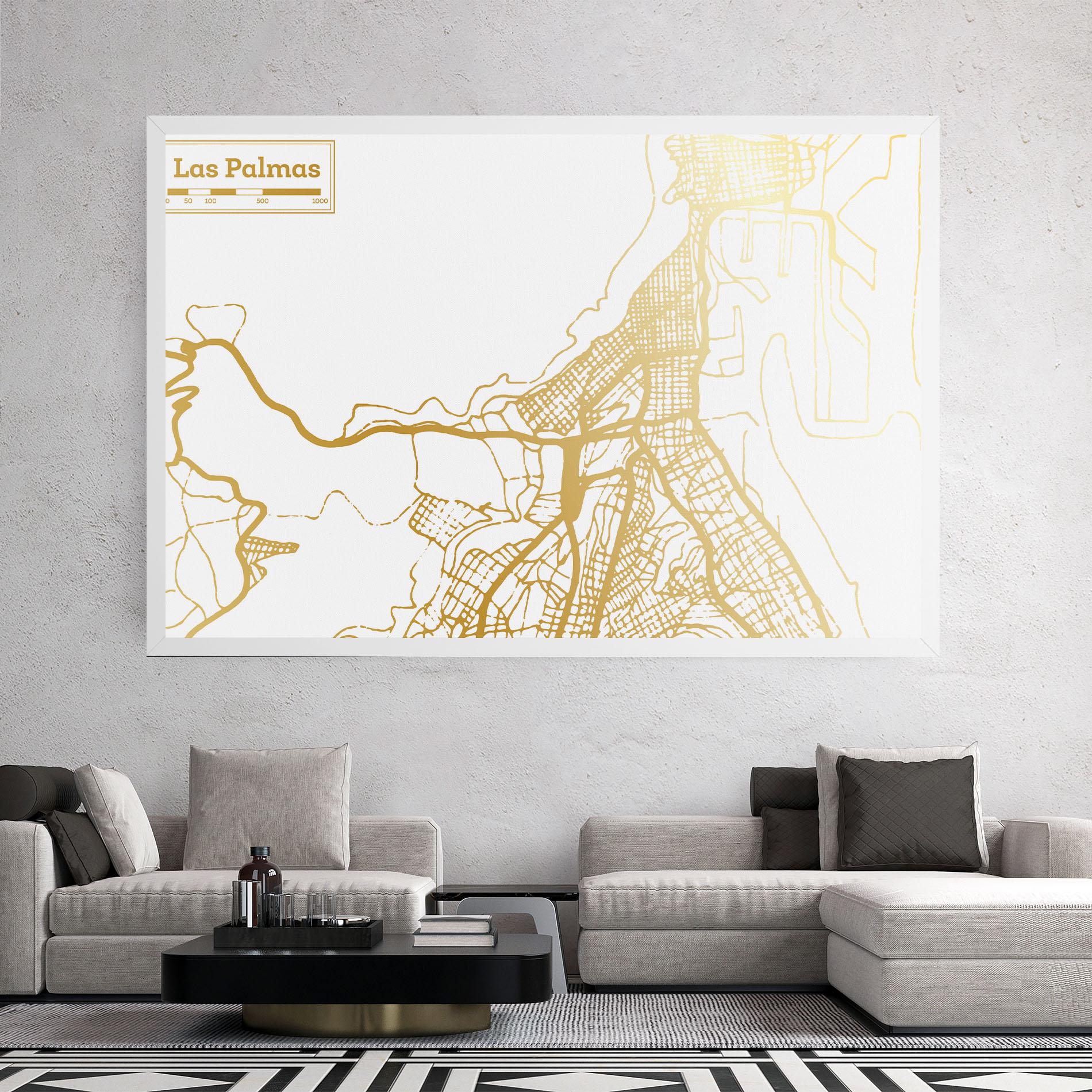 Tablou Canvas Las Palmas Gold Map mockup 2