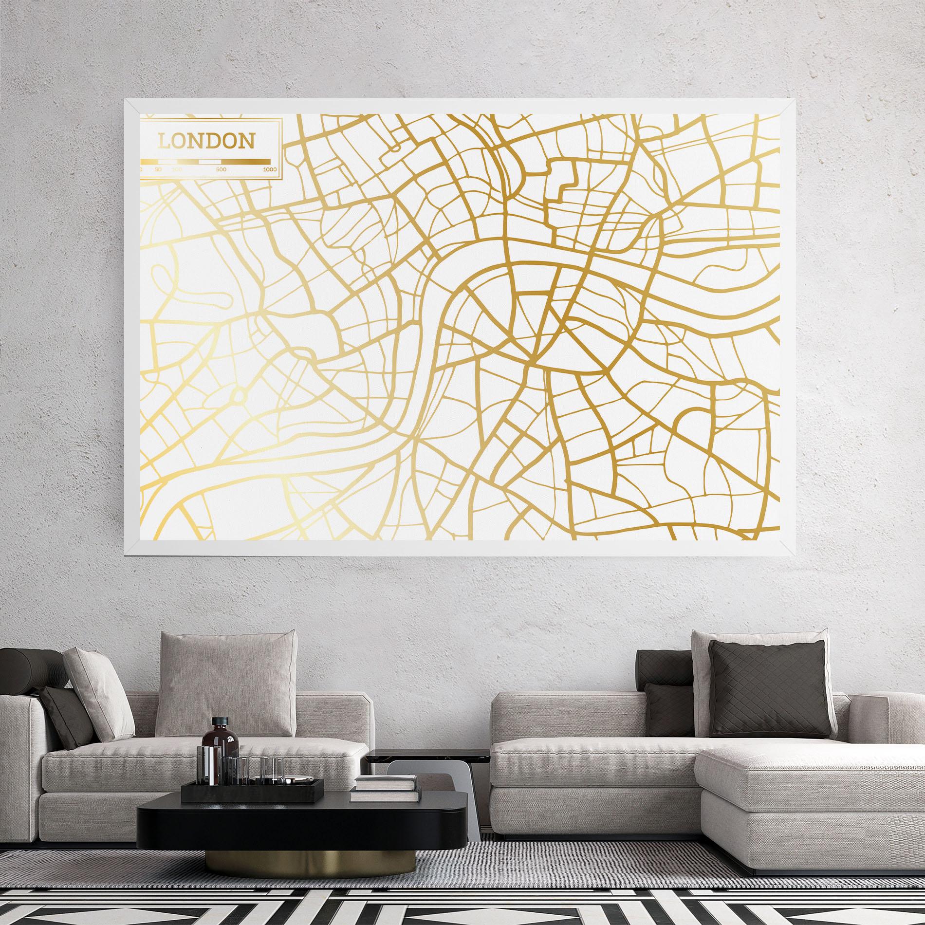 Tablou Canvas London Gold Map mockup 2