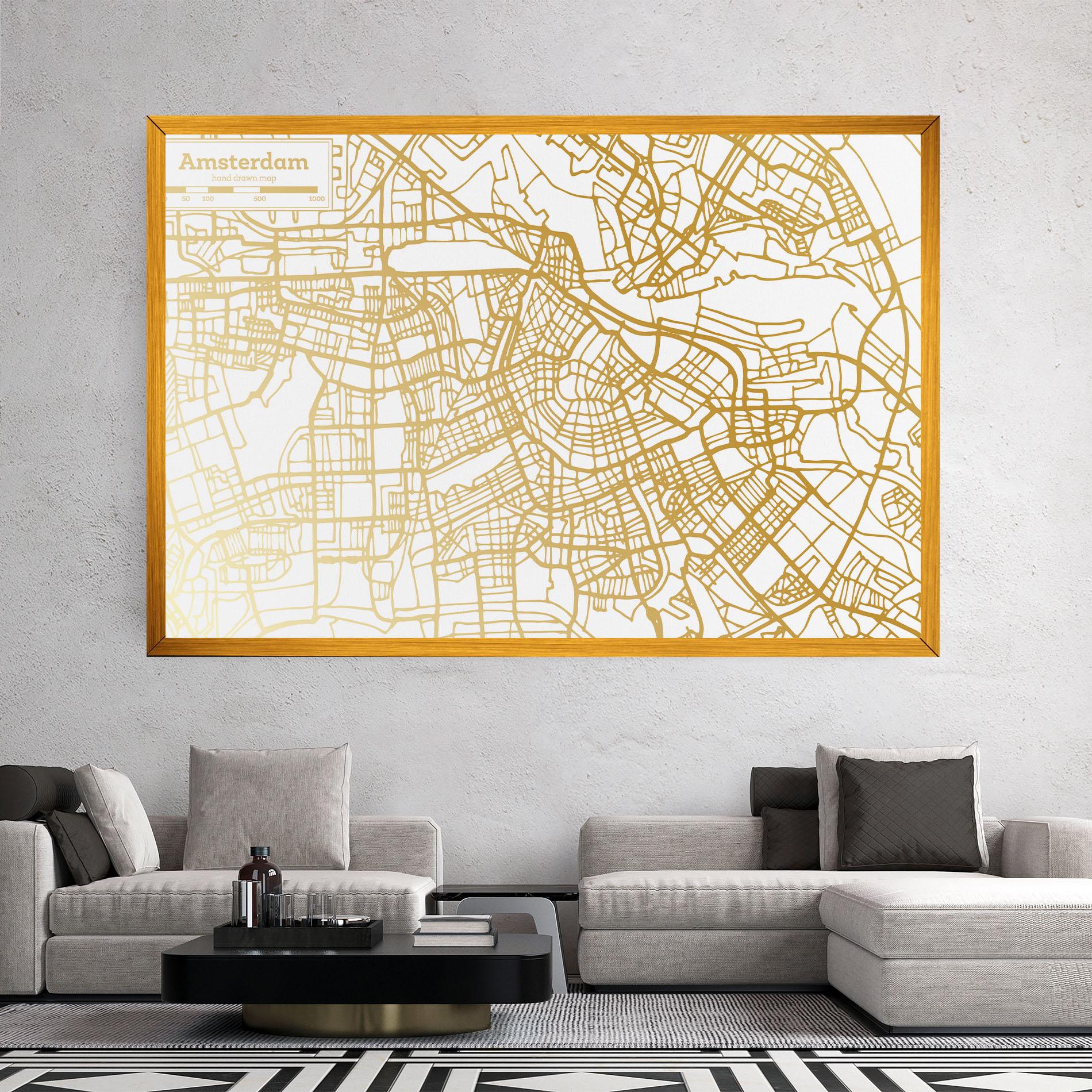 Tablou Canvas Amsterdam Gold Map mockup 2