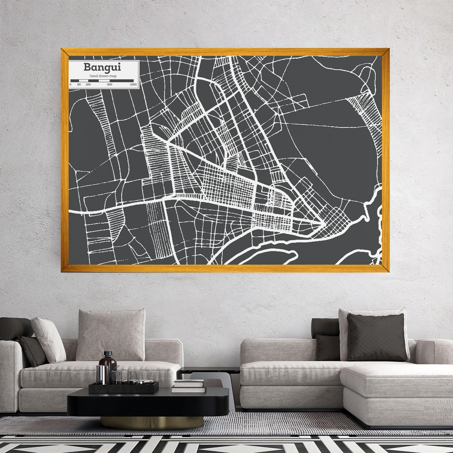 Tablou Canvas Bangui Map mockup 2