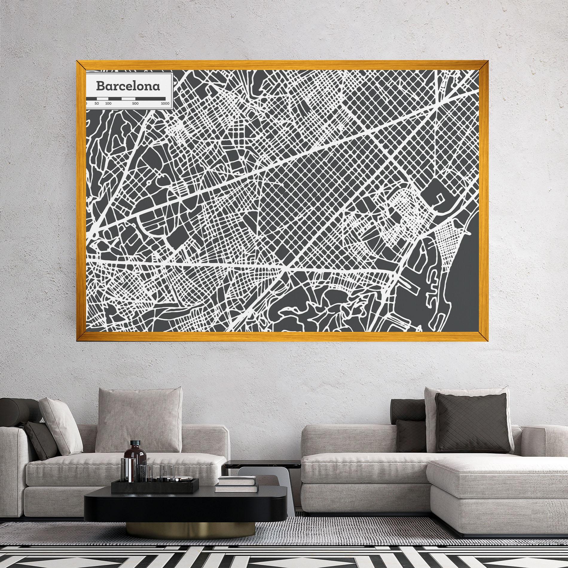 Tablou Canvas Barcelona Map mockup 2