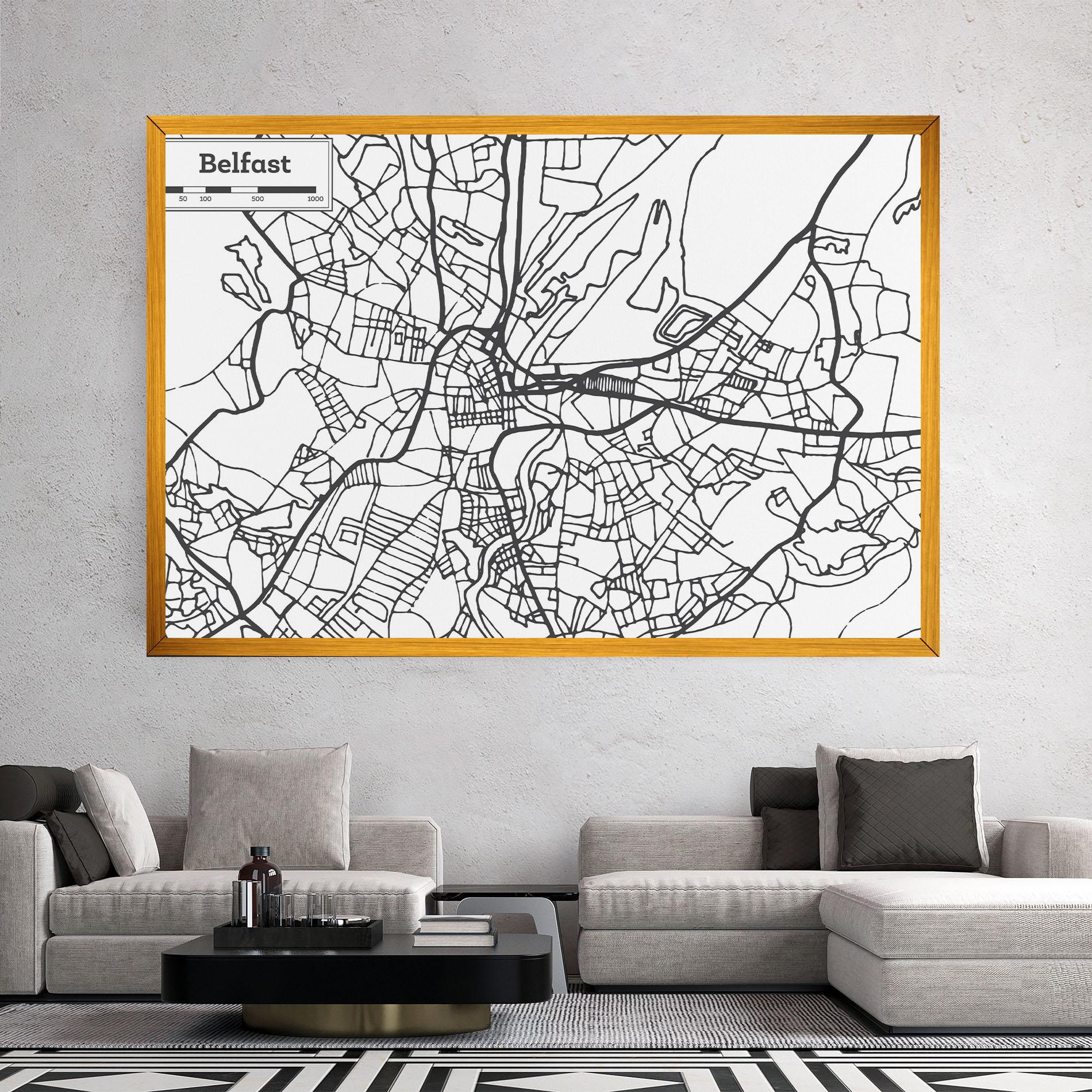 Tablou Canvas Belfast Map mockup 2
