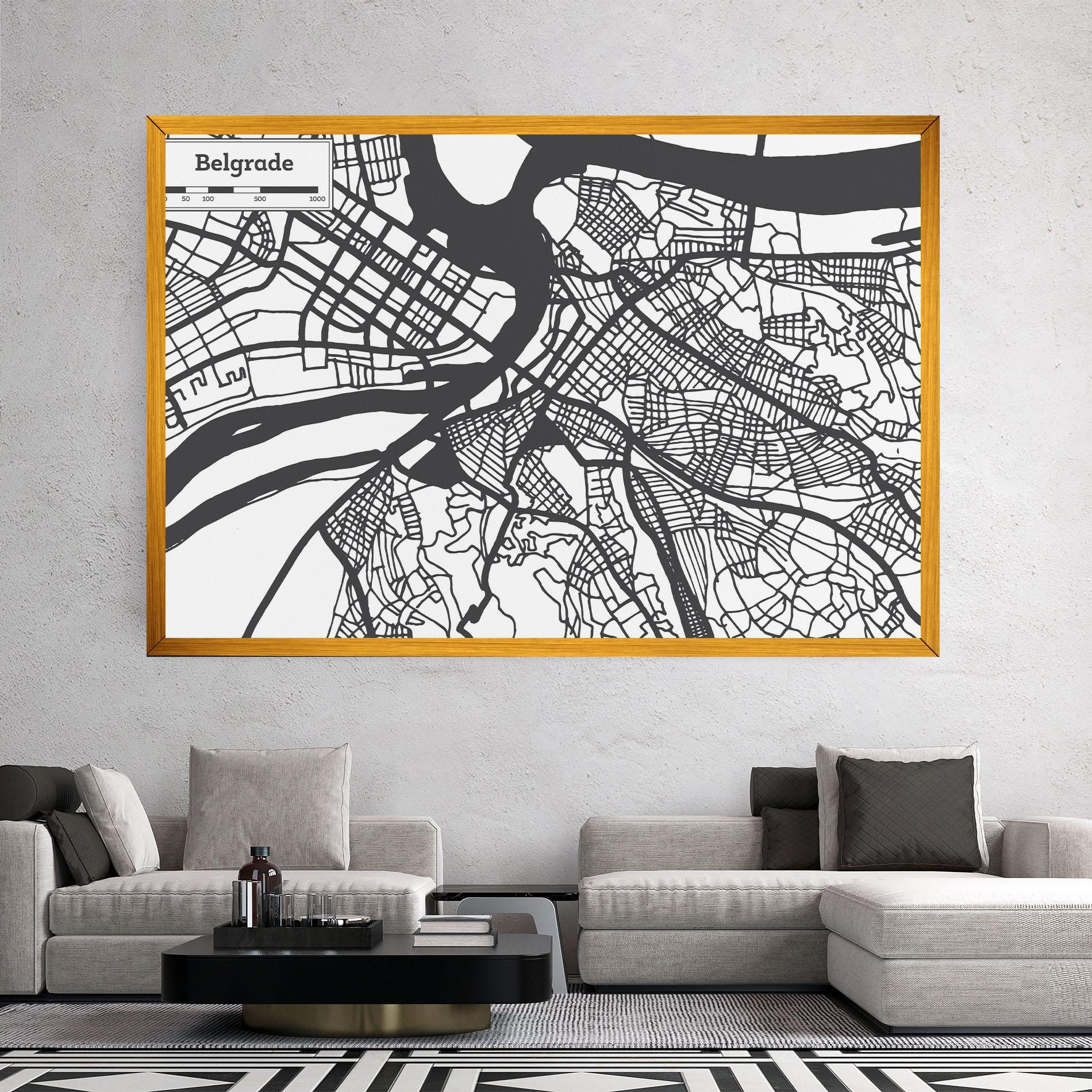 Tablou Canvas Belgrade Map mockup 2