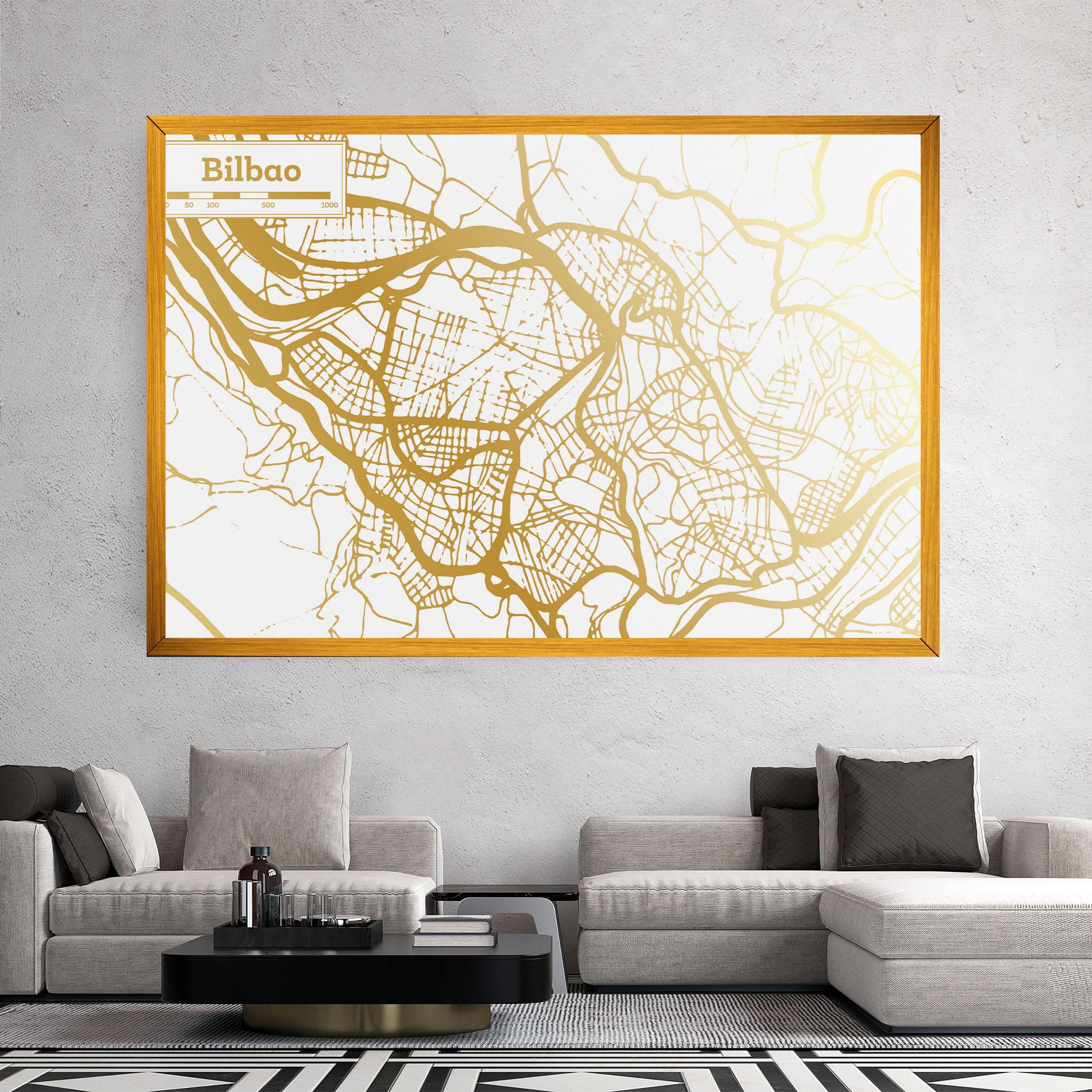 Tablou Canvas Bilbao Gold Map mockup 2