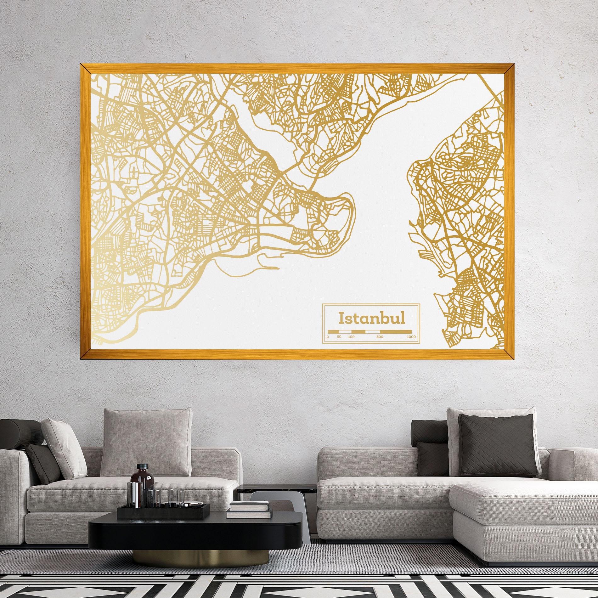 Tablou Canvas Istanbul Gold Map mockup 2
