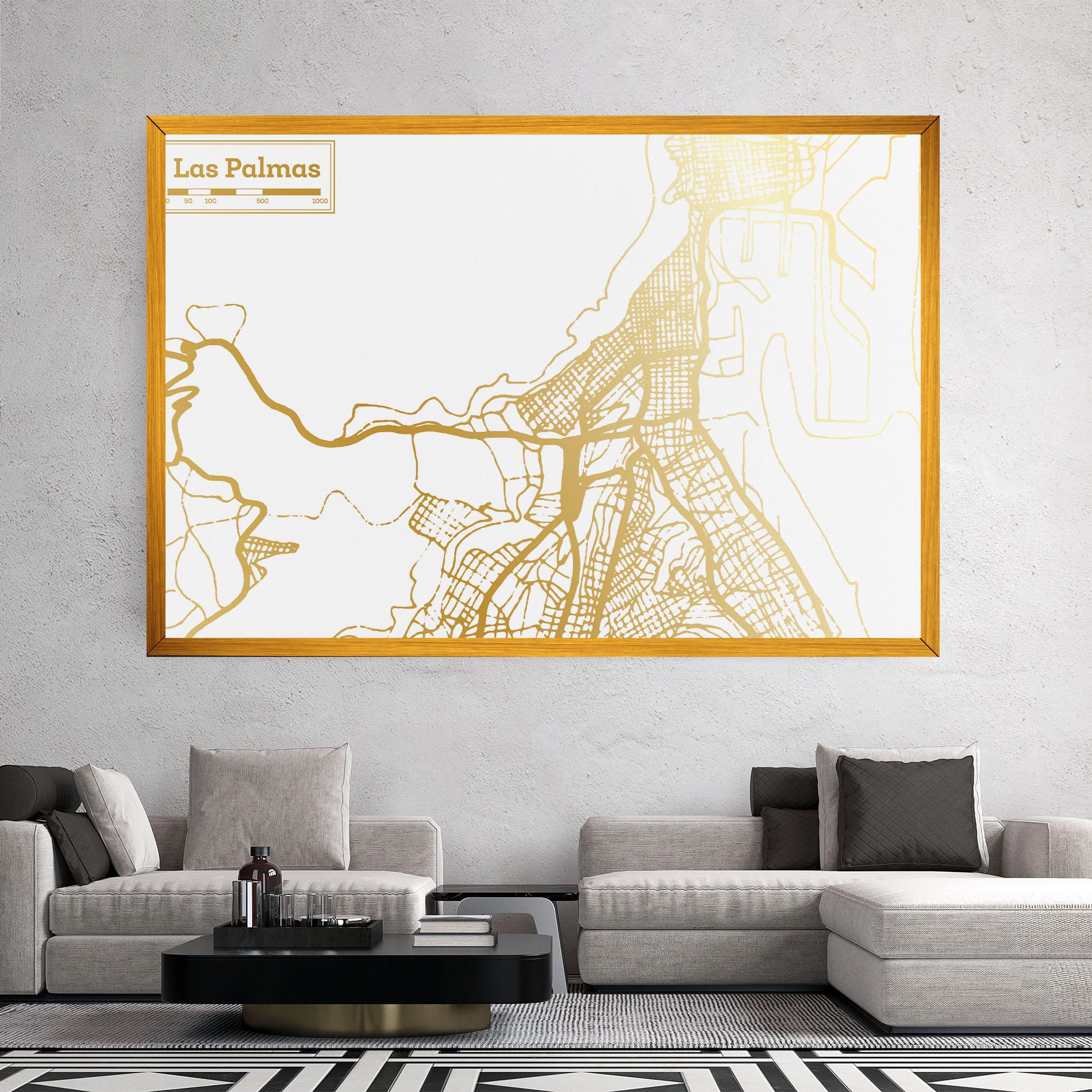Tablou Canvas Las Palmas Gold Map mockup 2