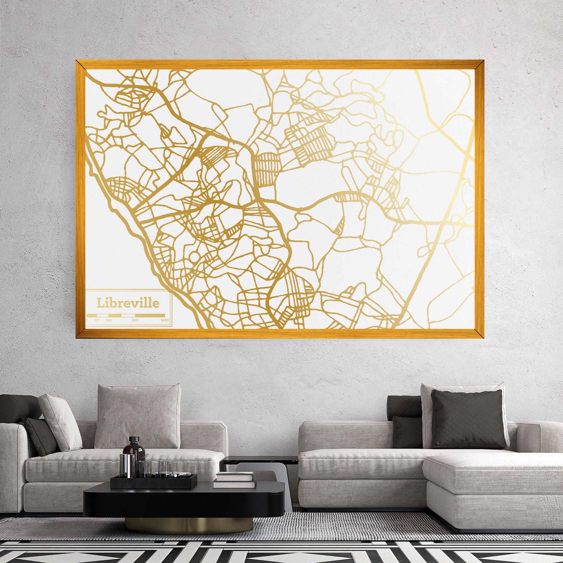 Tablou Canvas Libreville Gold Map mockup 2