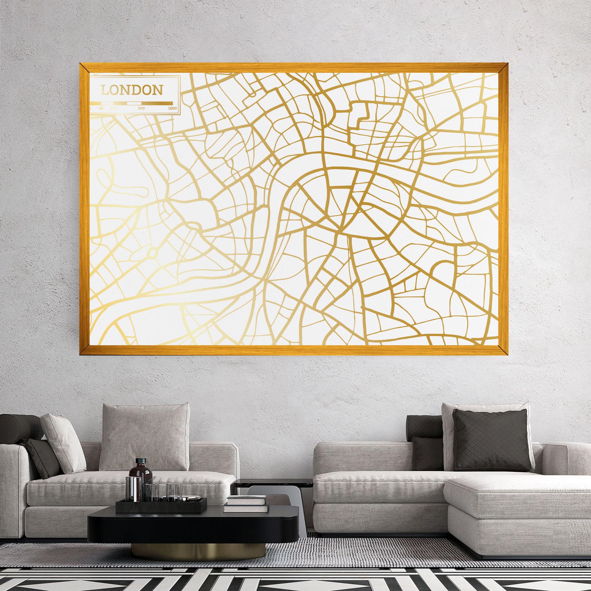 Tablou Canvas London Gold Map mockup 2