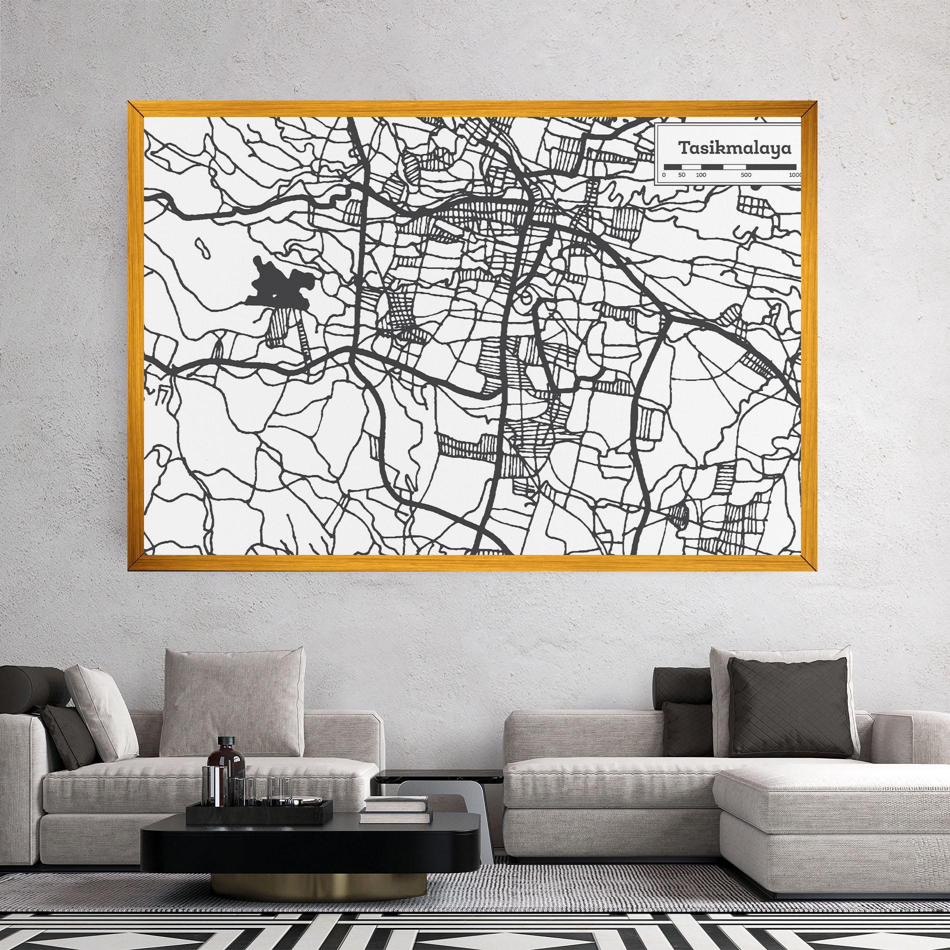 Tablou Canvas Tasikmalaya Map mockup 2