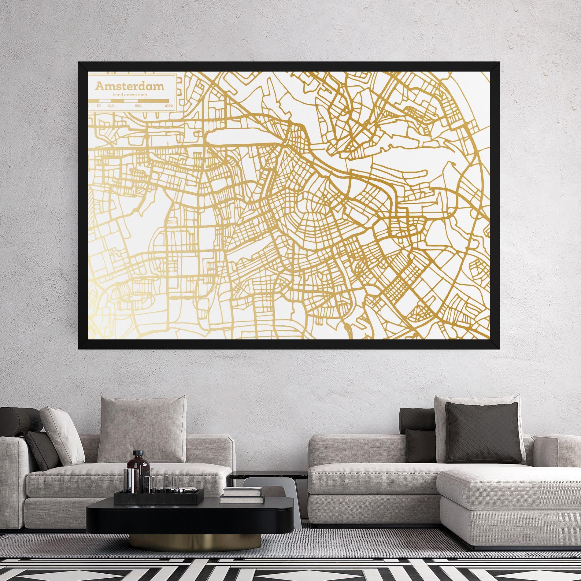 Tablou Canvas Amsterdam Gold Map mockup 2