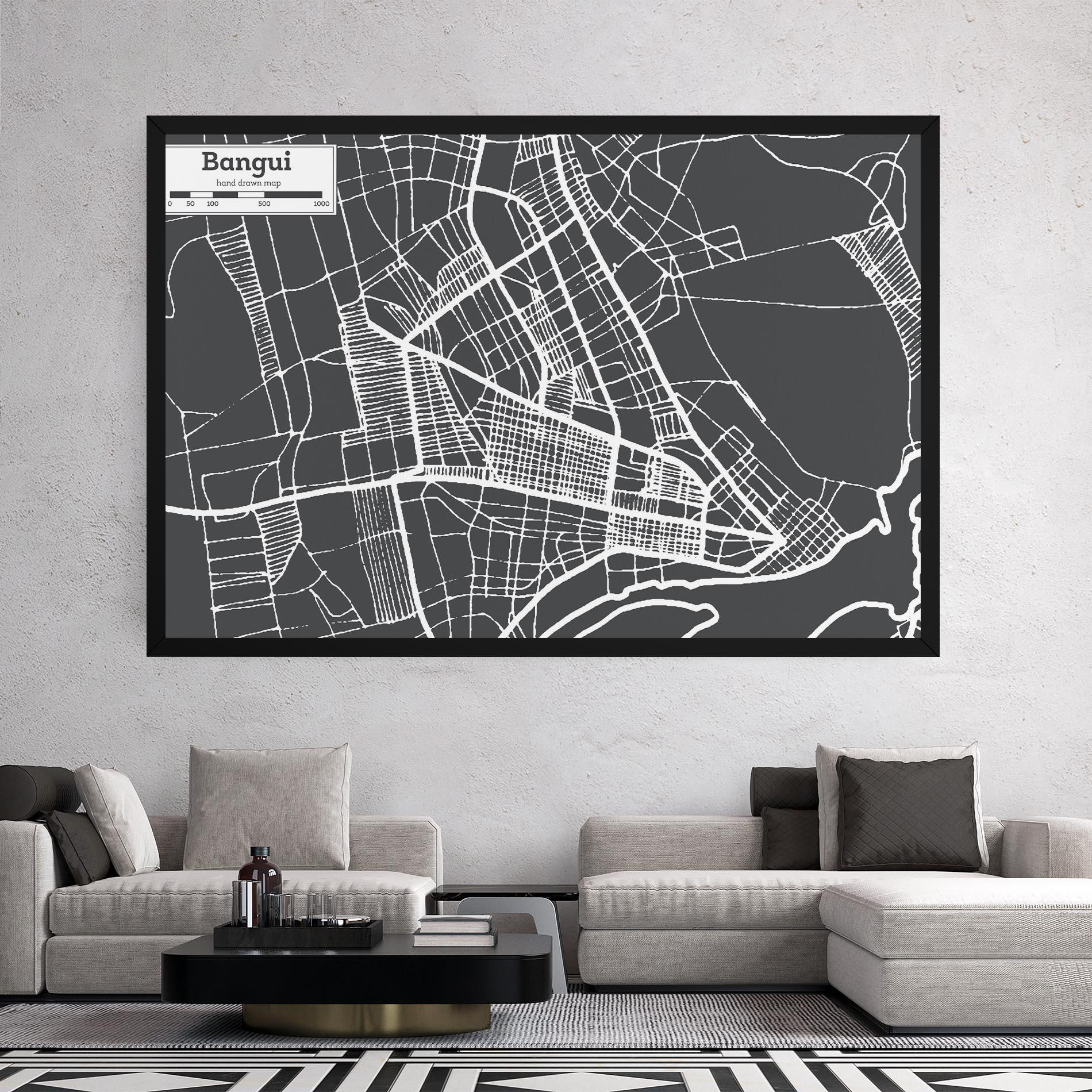 Tablou Canvas Bangui Map mockup 2