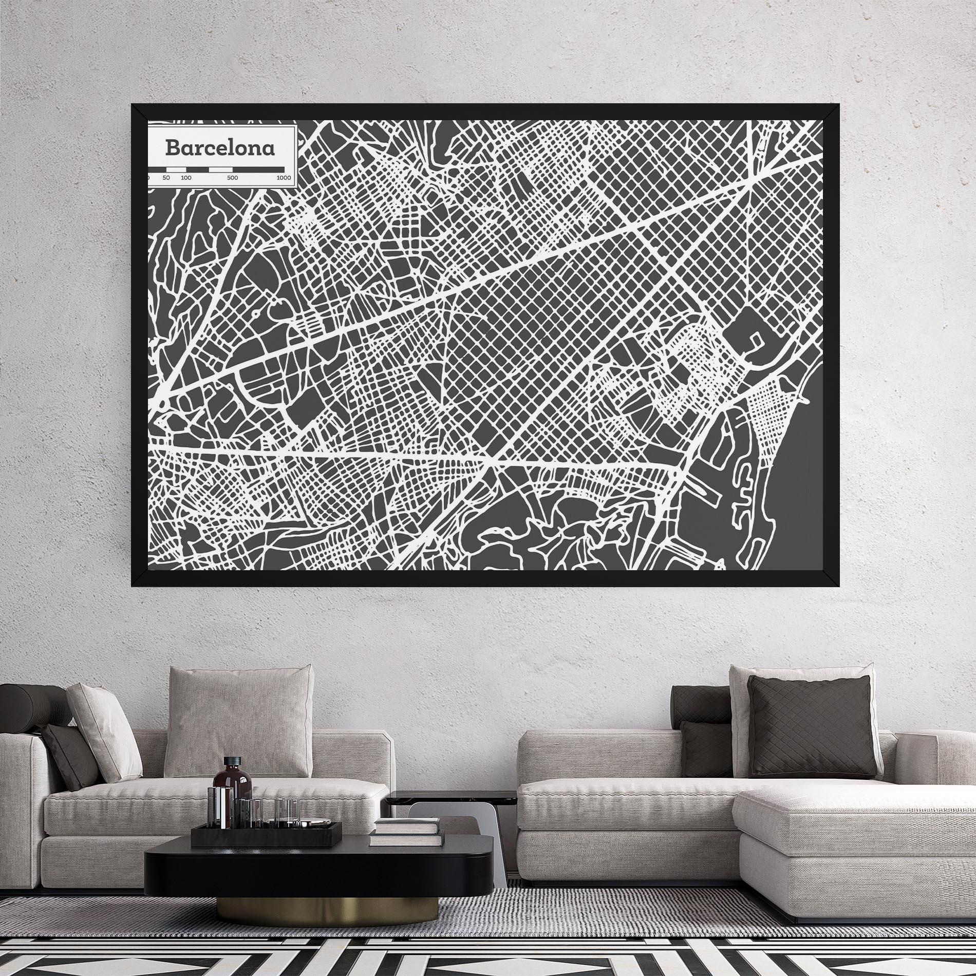 Tablou Canvas Barcelona Map mockup 2