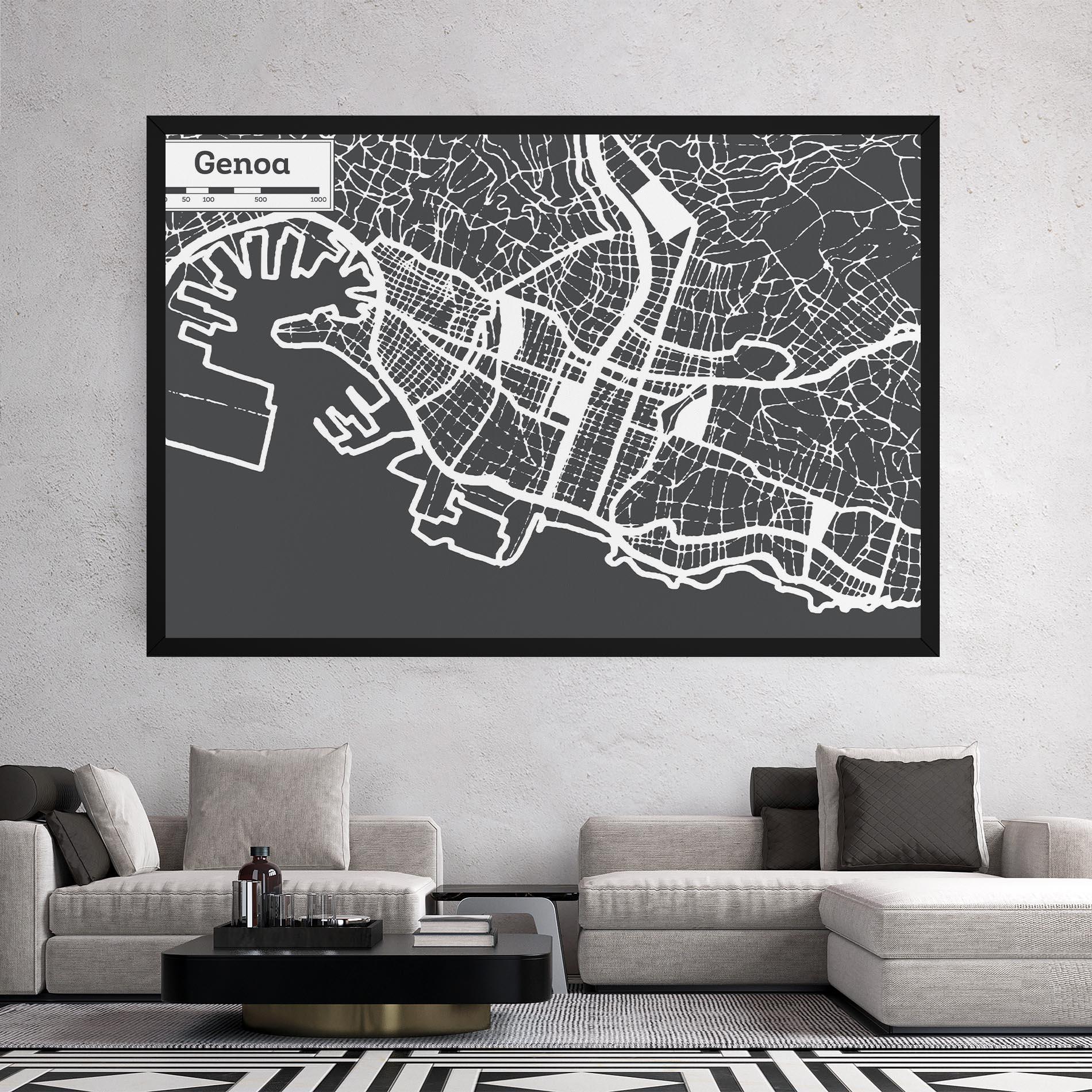 Tablou Canvas Genoa Map mockup 2