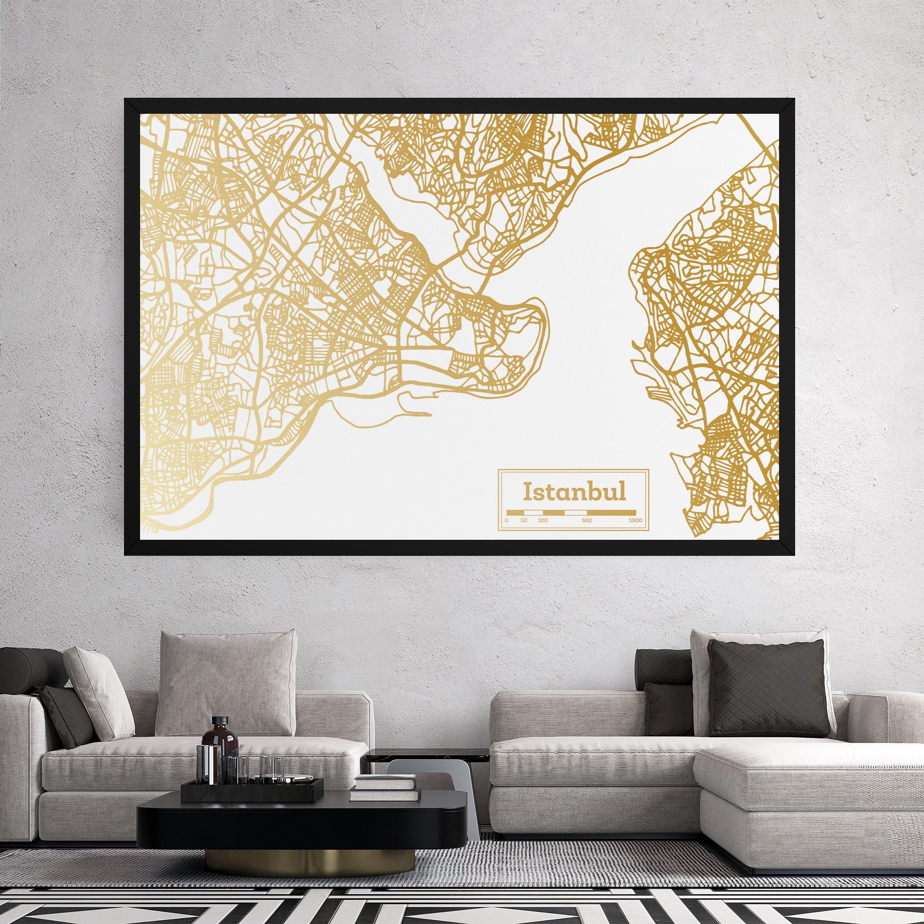 Tablou Canvas Istanbul Gold Map mockup 2