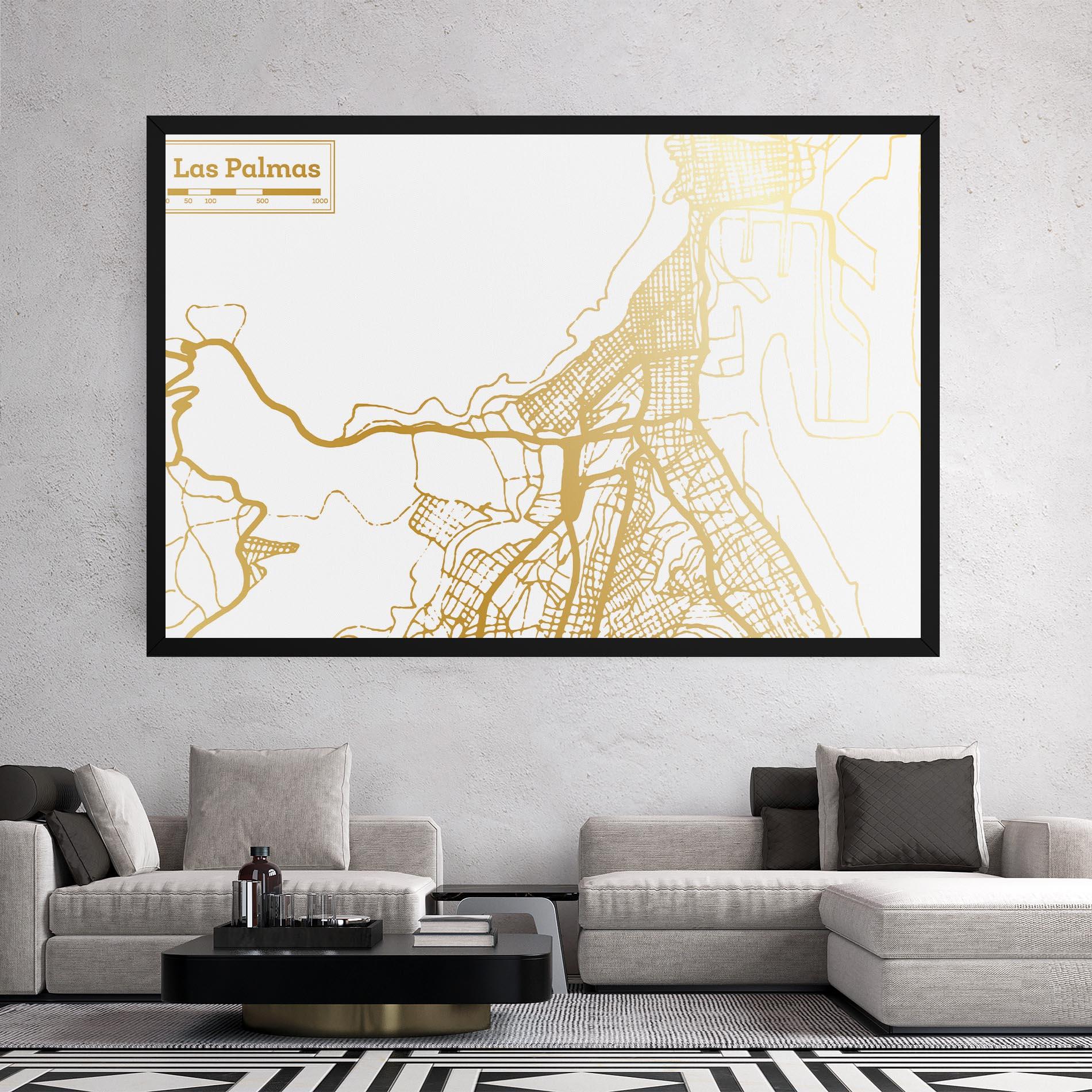 Tablou Canvas Las Palmas Gold Map mockup 2