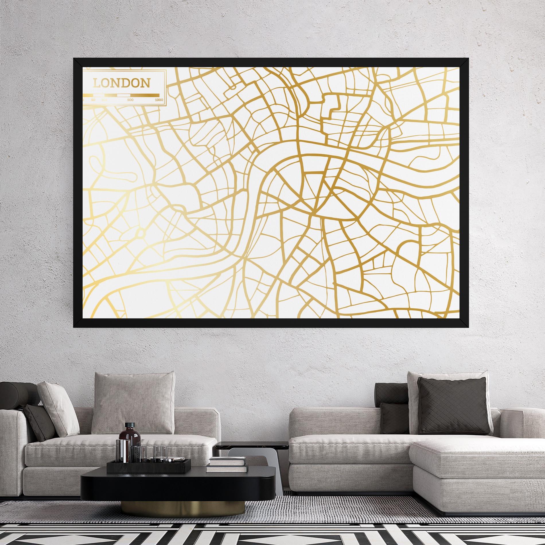 Tablou Canvas London Gold Map mockup 2