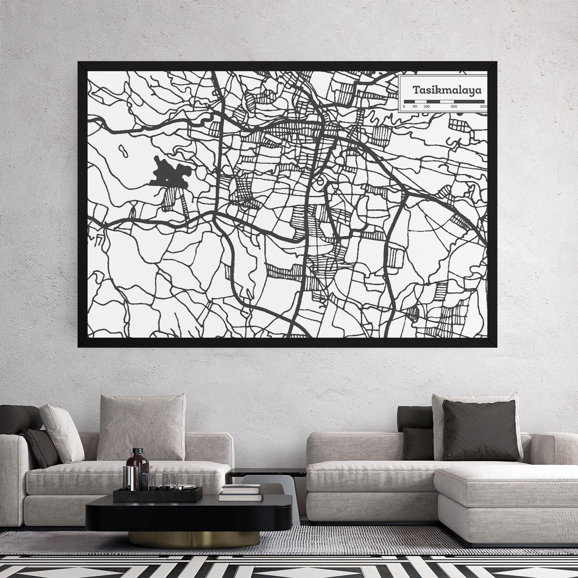 Tablou Canvas Tasikmalaya Map mockup 2