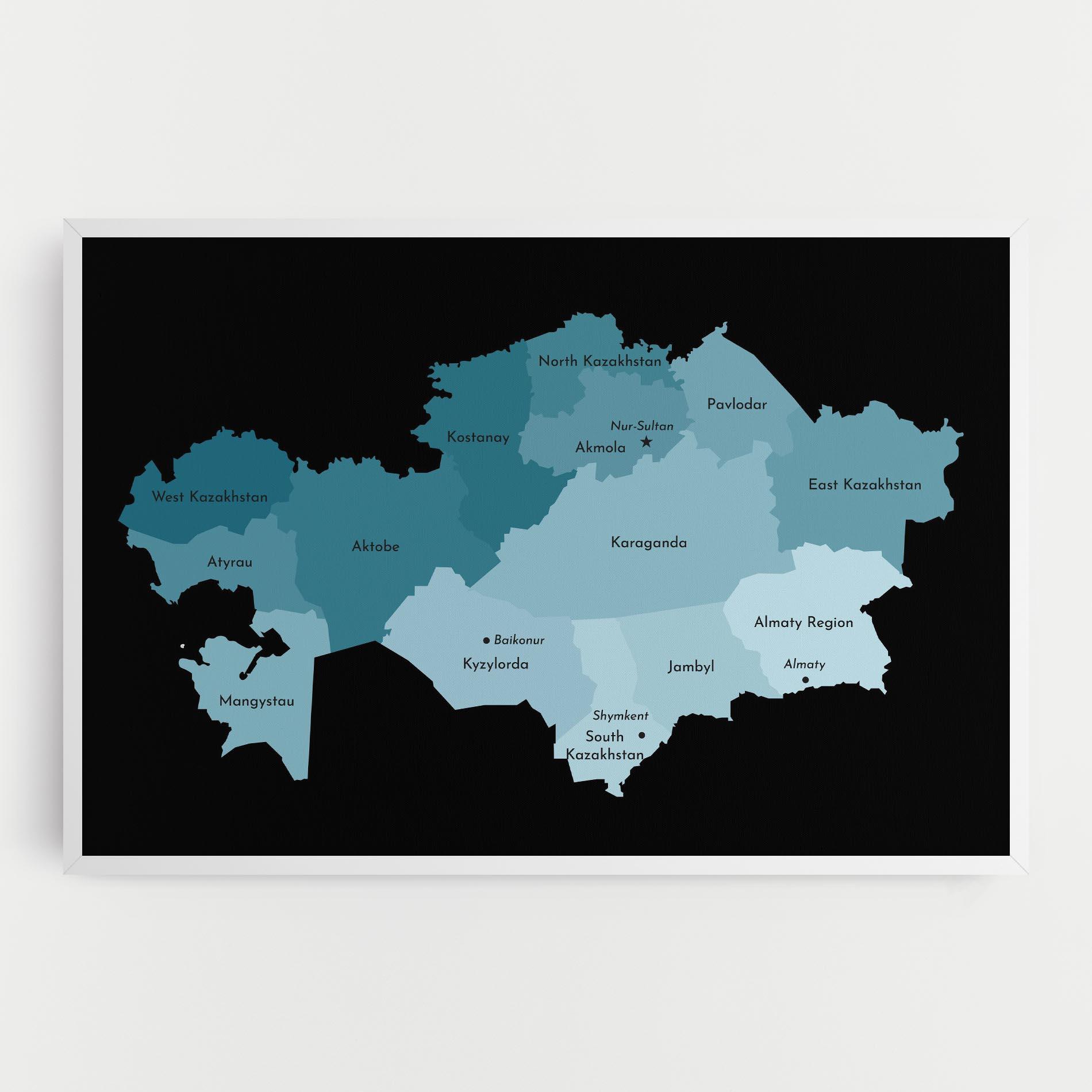 Tablou Canvas Kazahstan Blue Map mockup 0