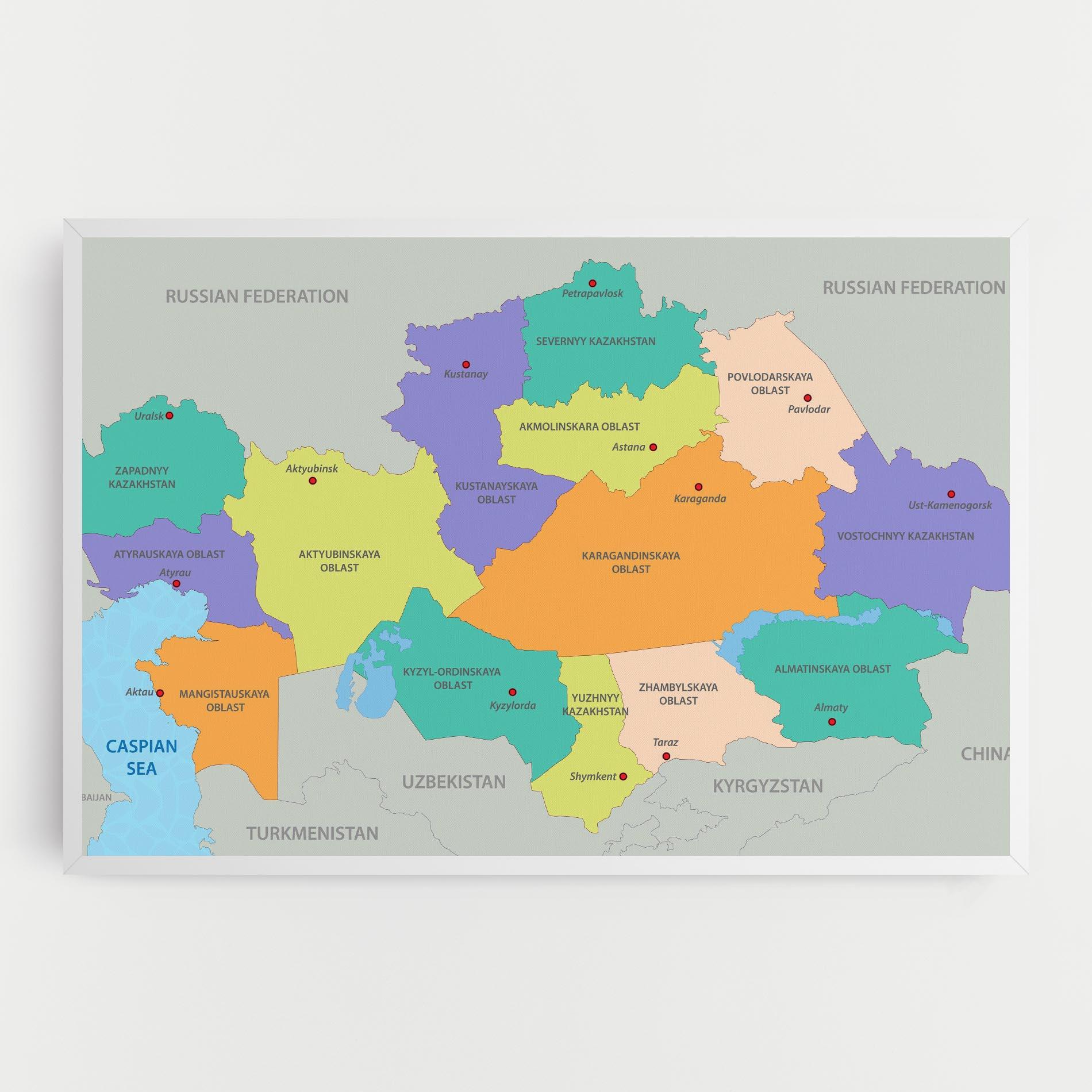 Tablou Canvas Kazakhstan Color Map mockup 0