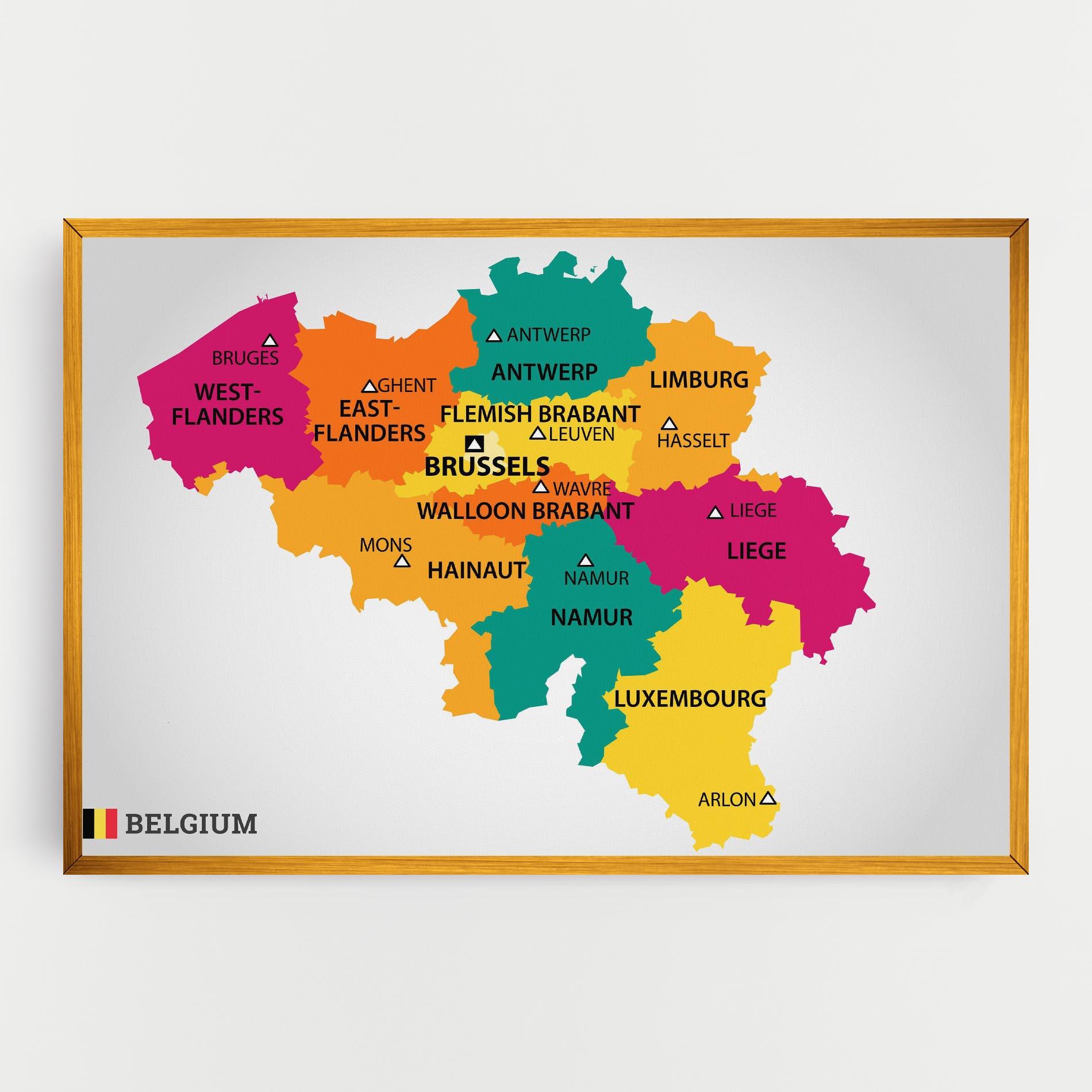 Tablou Canvas Belgium Color Map mockup 0