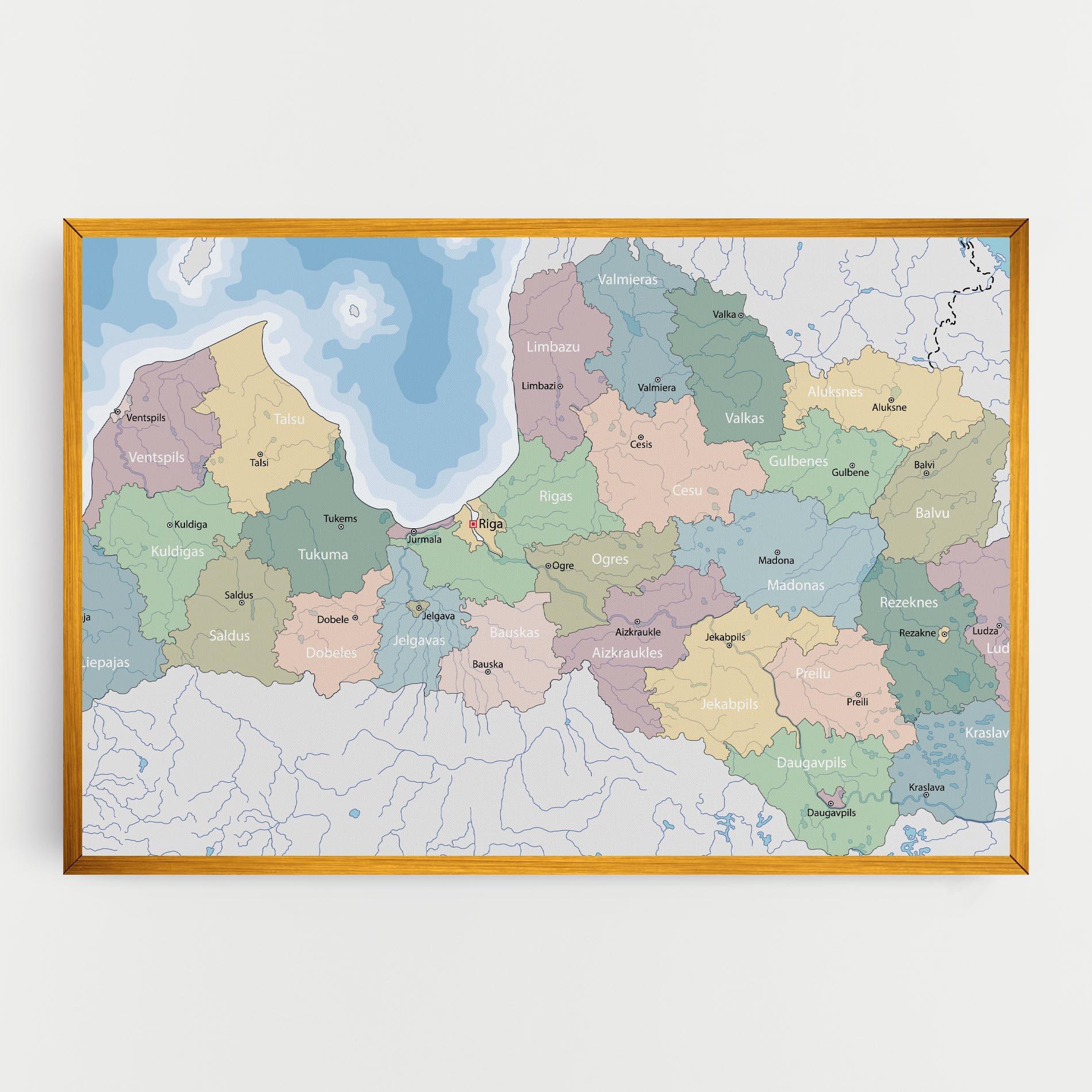 Tablou Canvas Latvia Color Map mockup 0