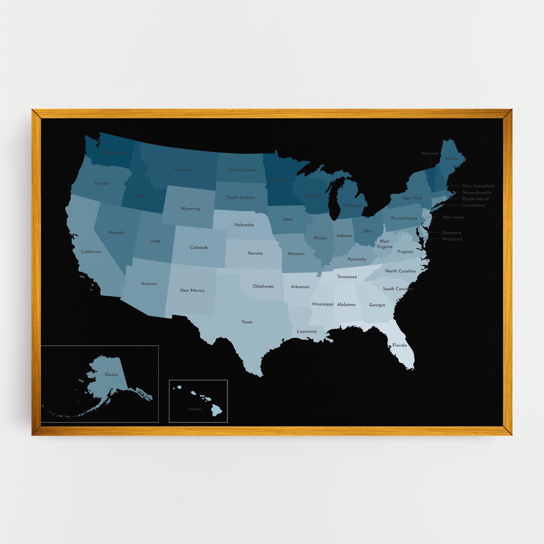 Tablou Canvas Sua Blue Map mockup 0