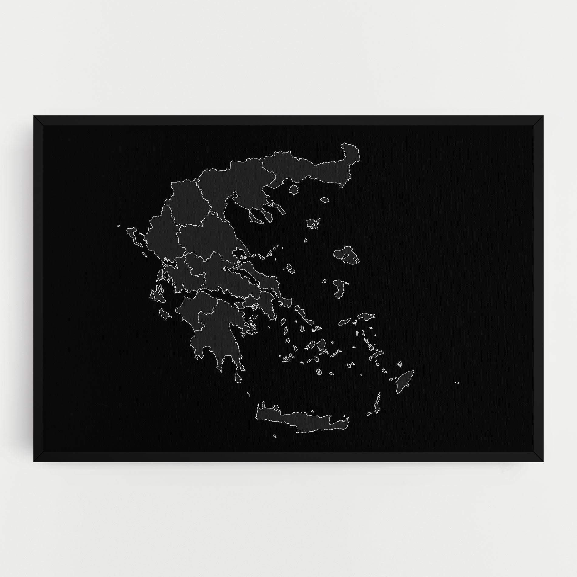 Tablou Canvas Greece Grey Map mockup 0