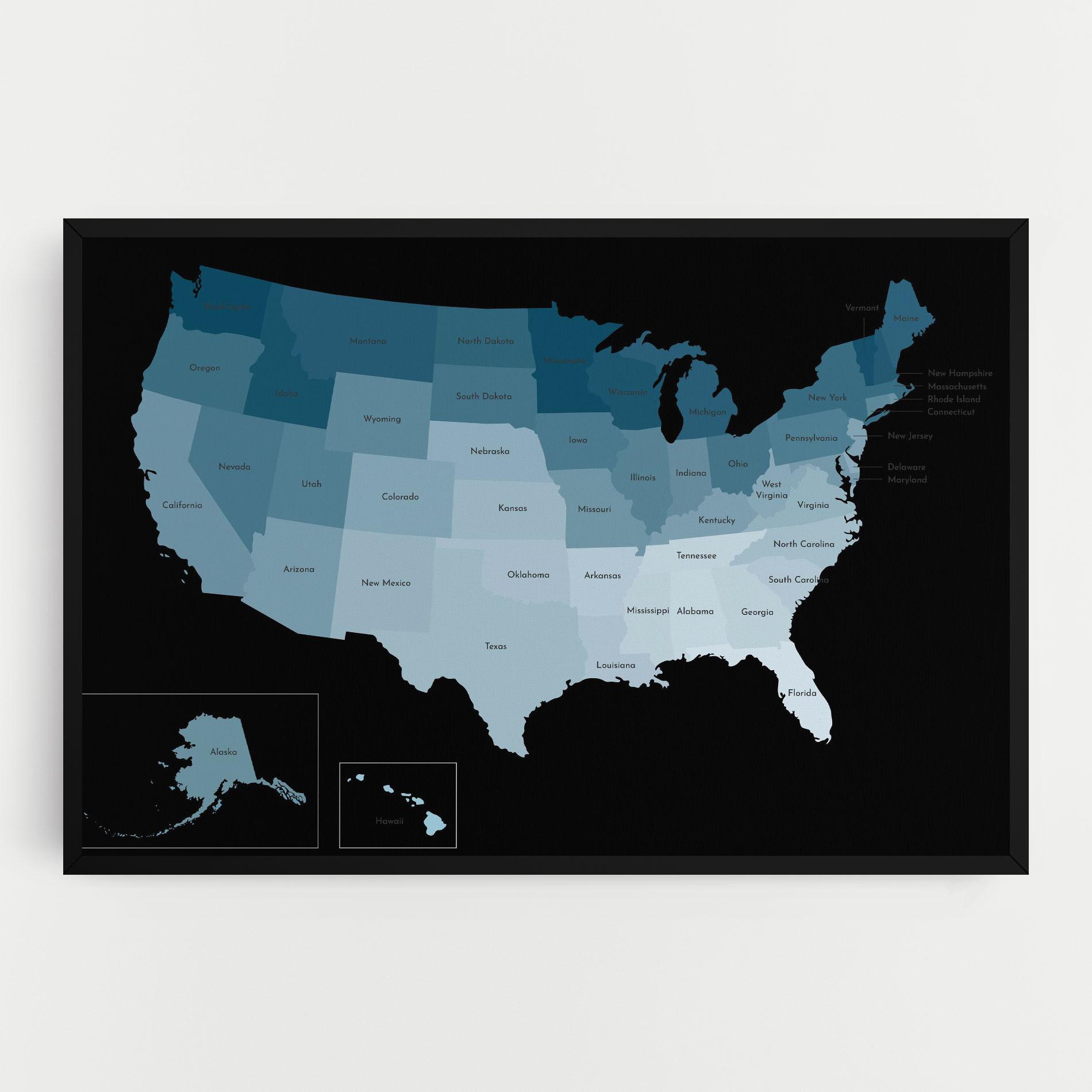 Tablou Canvas Sua Blue Map mockup 0