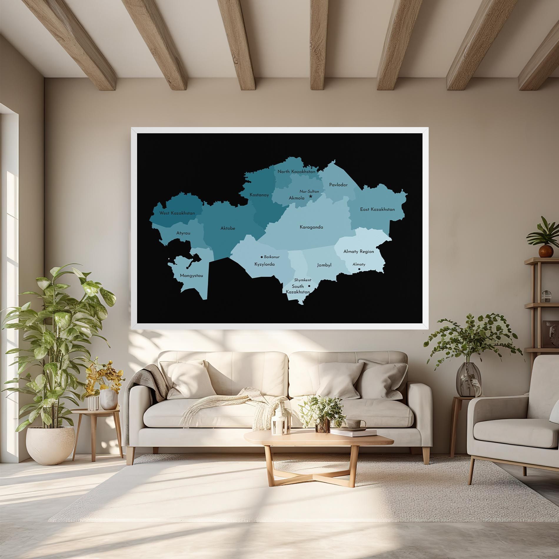 Kazahstan Blue Map mockup 6