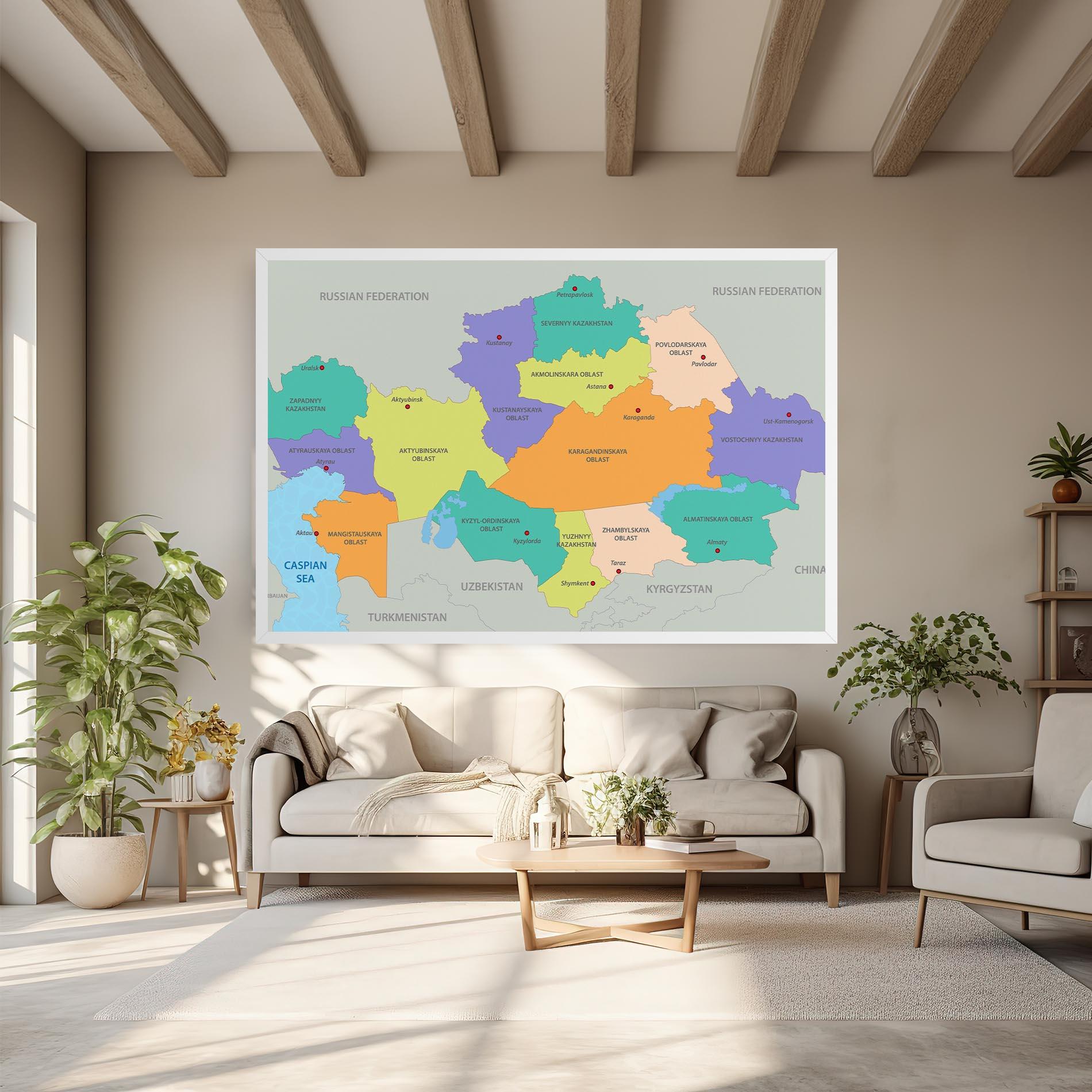 Tablou Canvas Kazakhstan Color Map mockup 6