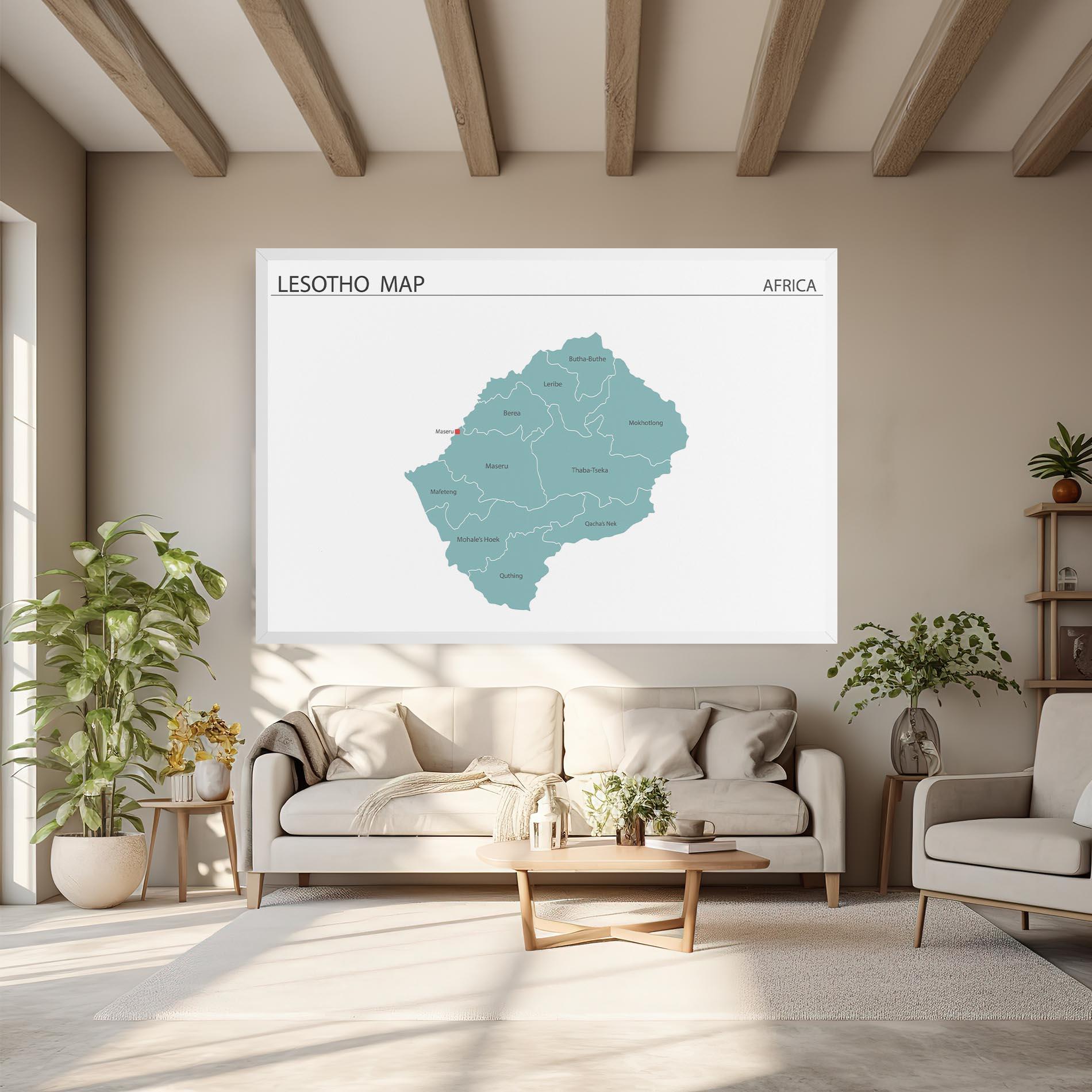 Tablou Canvas Lesotho Map mockup 6