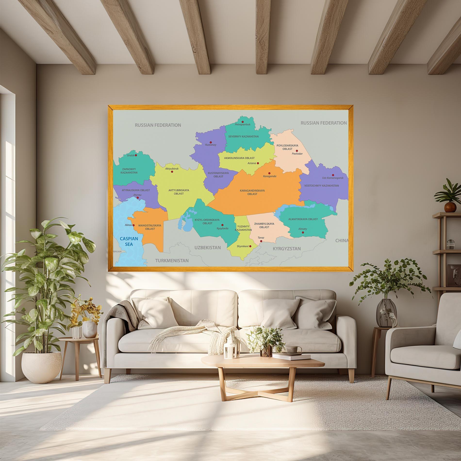 Tablou Canvas Kazakhstan Color Map mockup 6