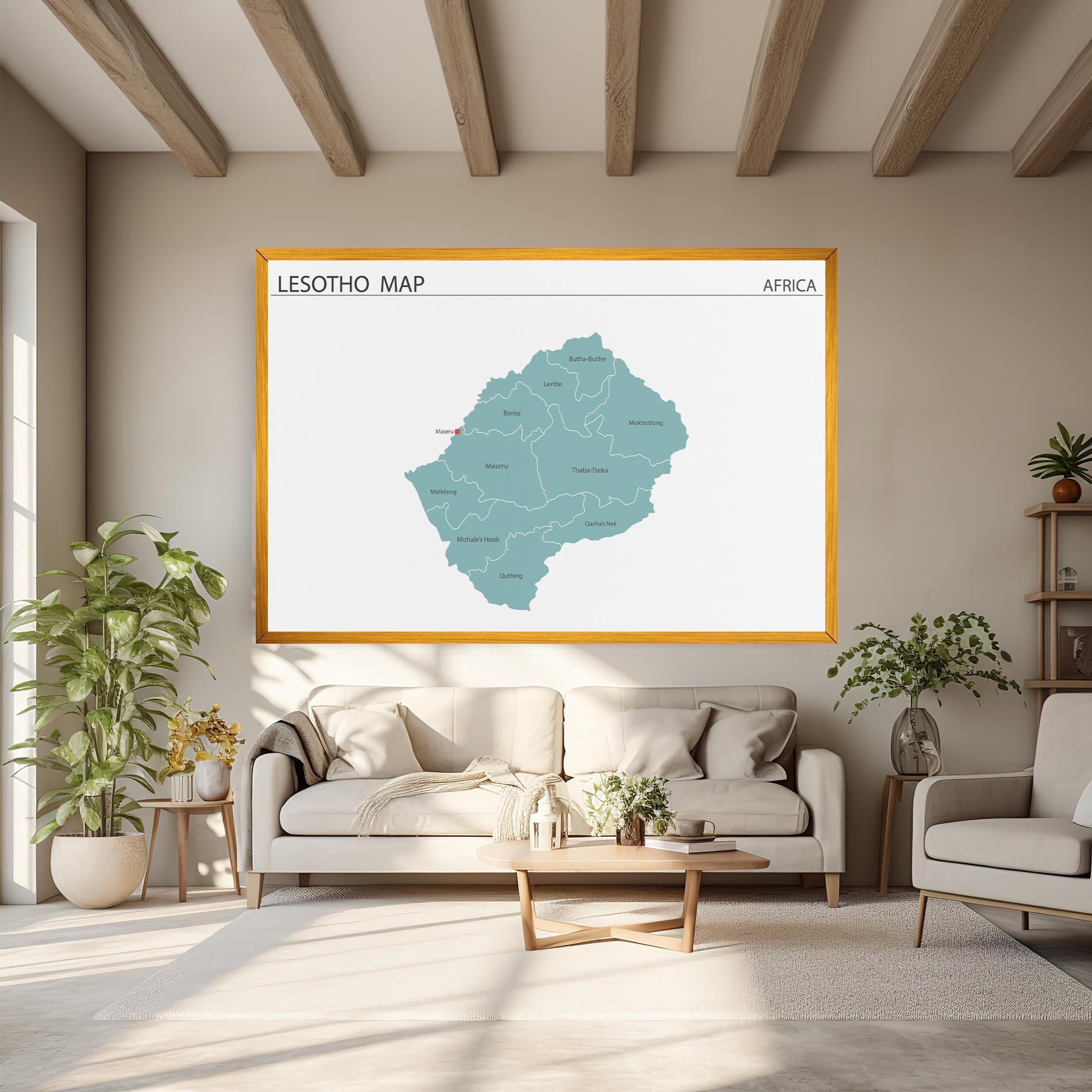 Tablou Canvas Lesotho Map mockup 6