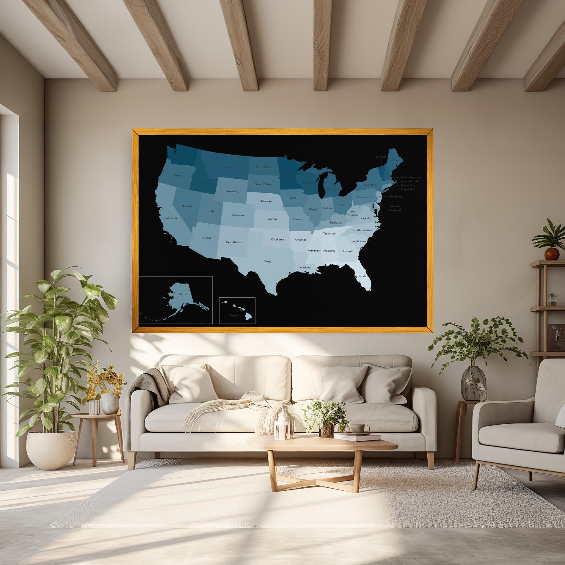 Tablou Canvas Sua Blue Map mockup 6