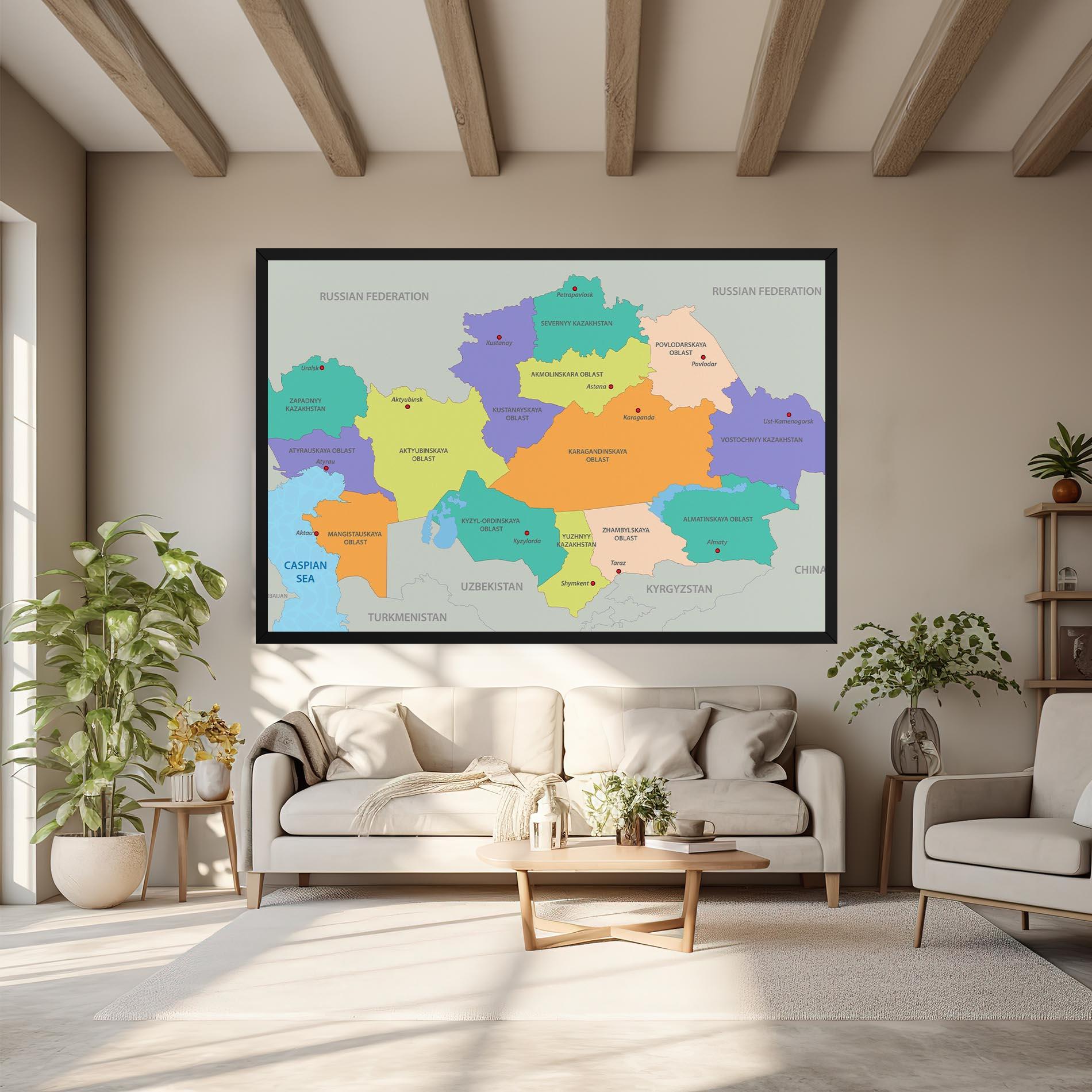 Tablou Canvas Kazakhstan Color Map mockup 6