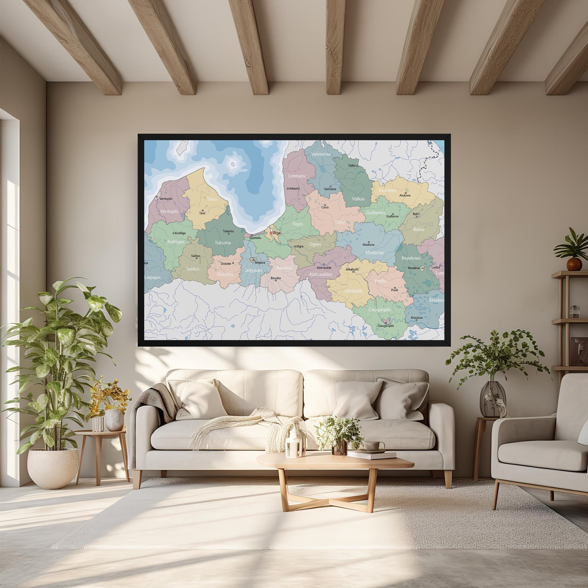 Tablou Canvas Latvia Color Map mockup 6