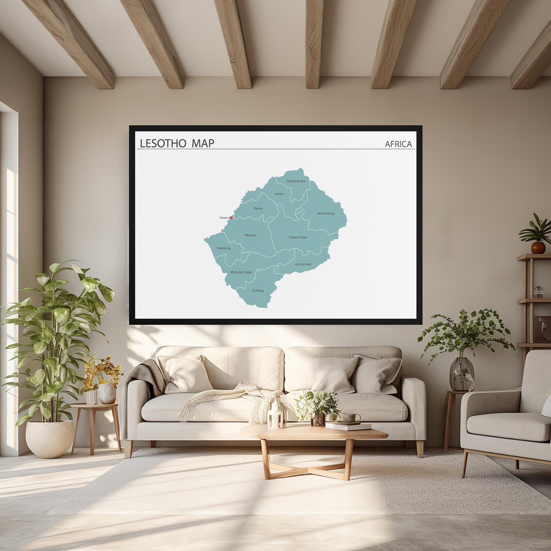 Tablou Canvas Lesotho Map mockup 6