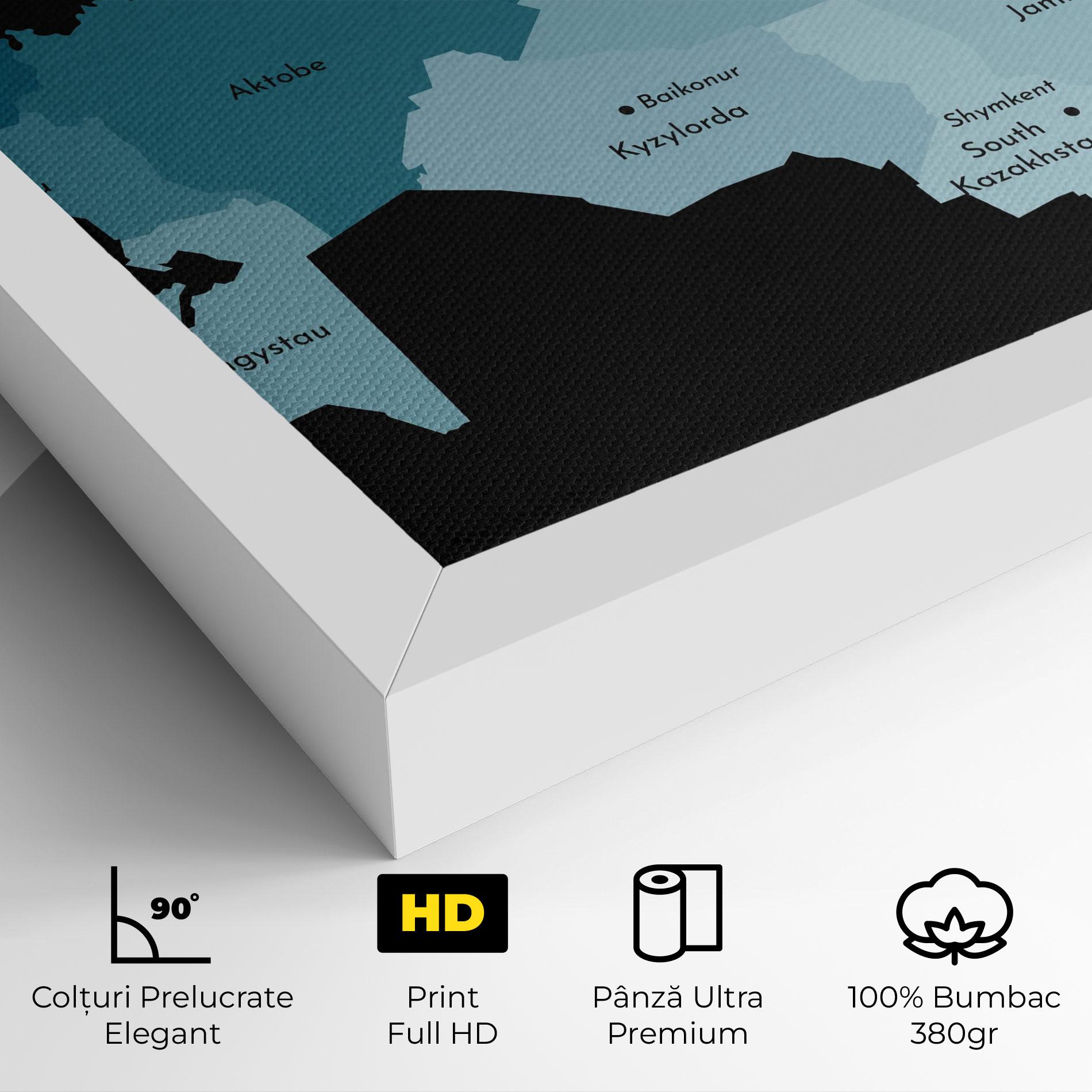 Tablou Canvas Kazahstan Blue Map mockup 4