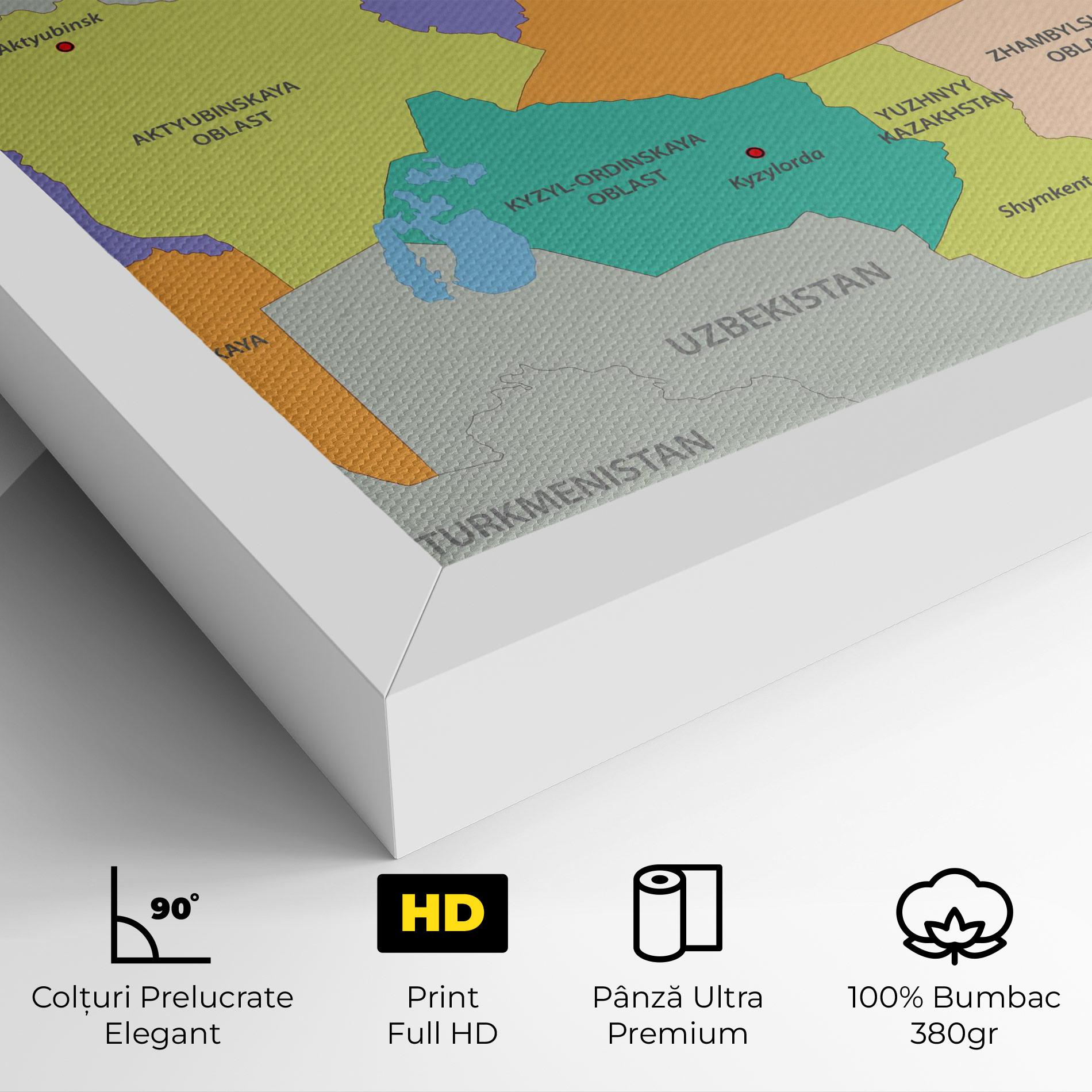 Tablou Canvas Kazakhstan Color Map mockup 4