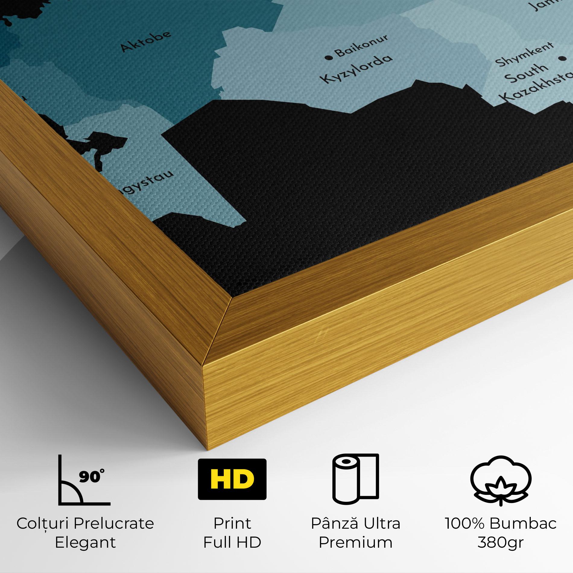 Tablou Canvas Kazahstan Blue Map mockup 4