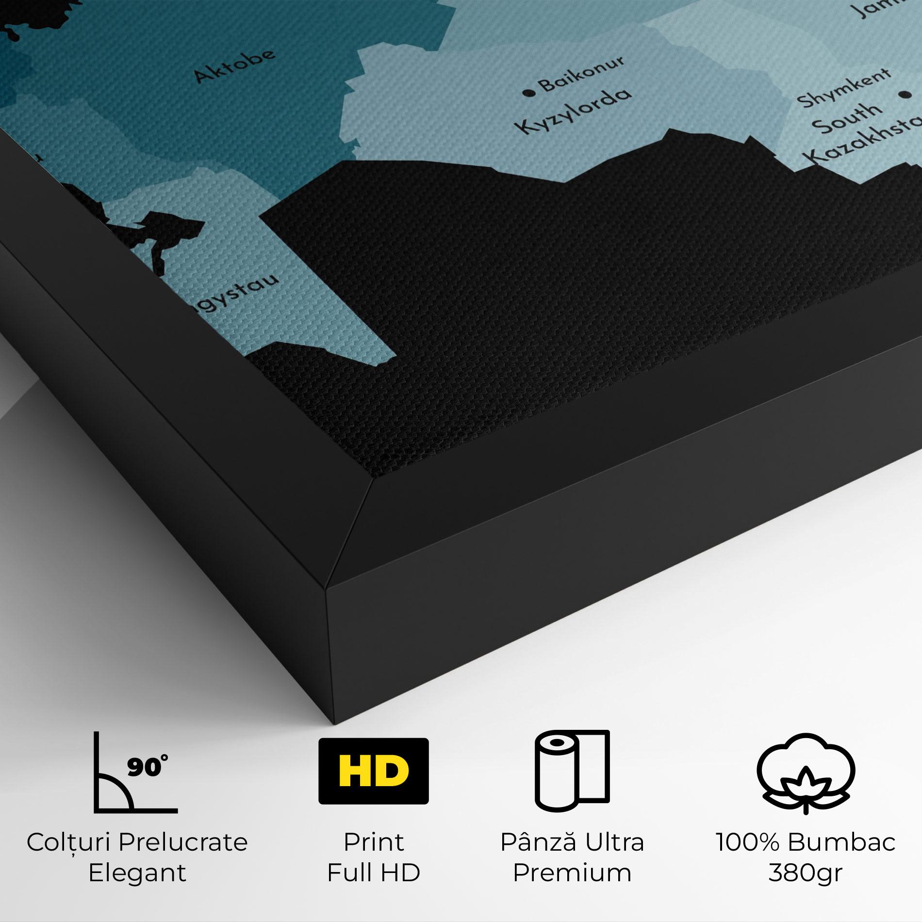 Tablou Canvas Kazahstan Blue Map mockup 4