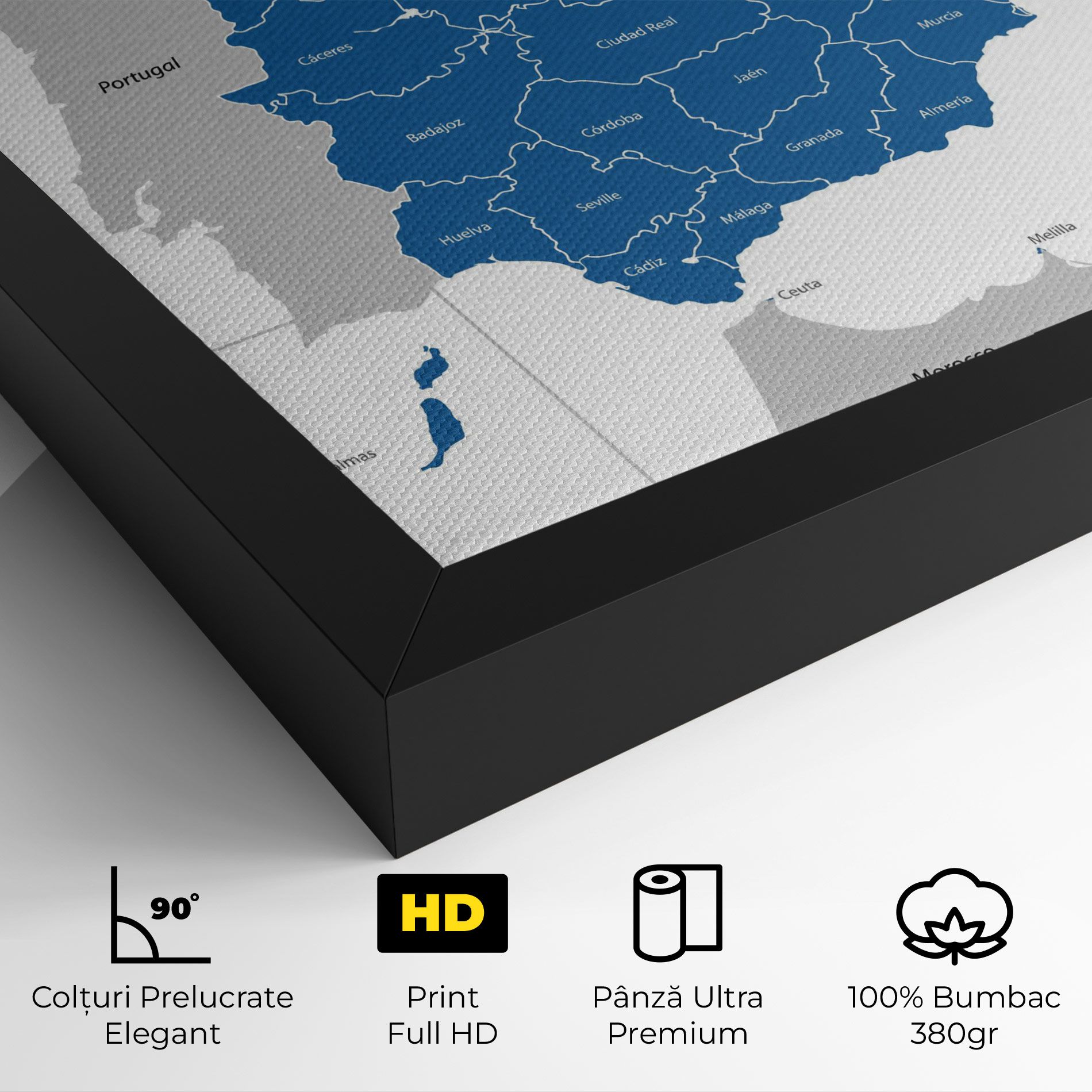 Spain Blue Map mockup 4